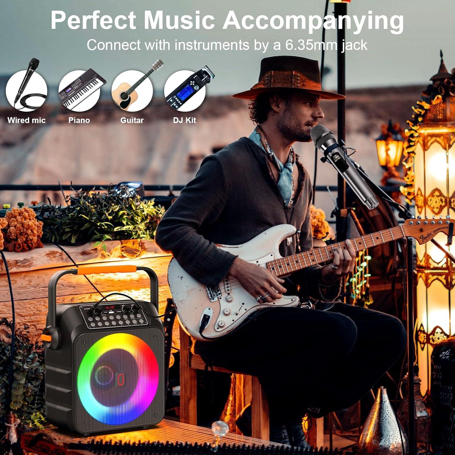 Máquina de Karaoke HWWR T21-T con 2 Micrófonos Inalámbricos