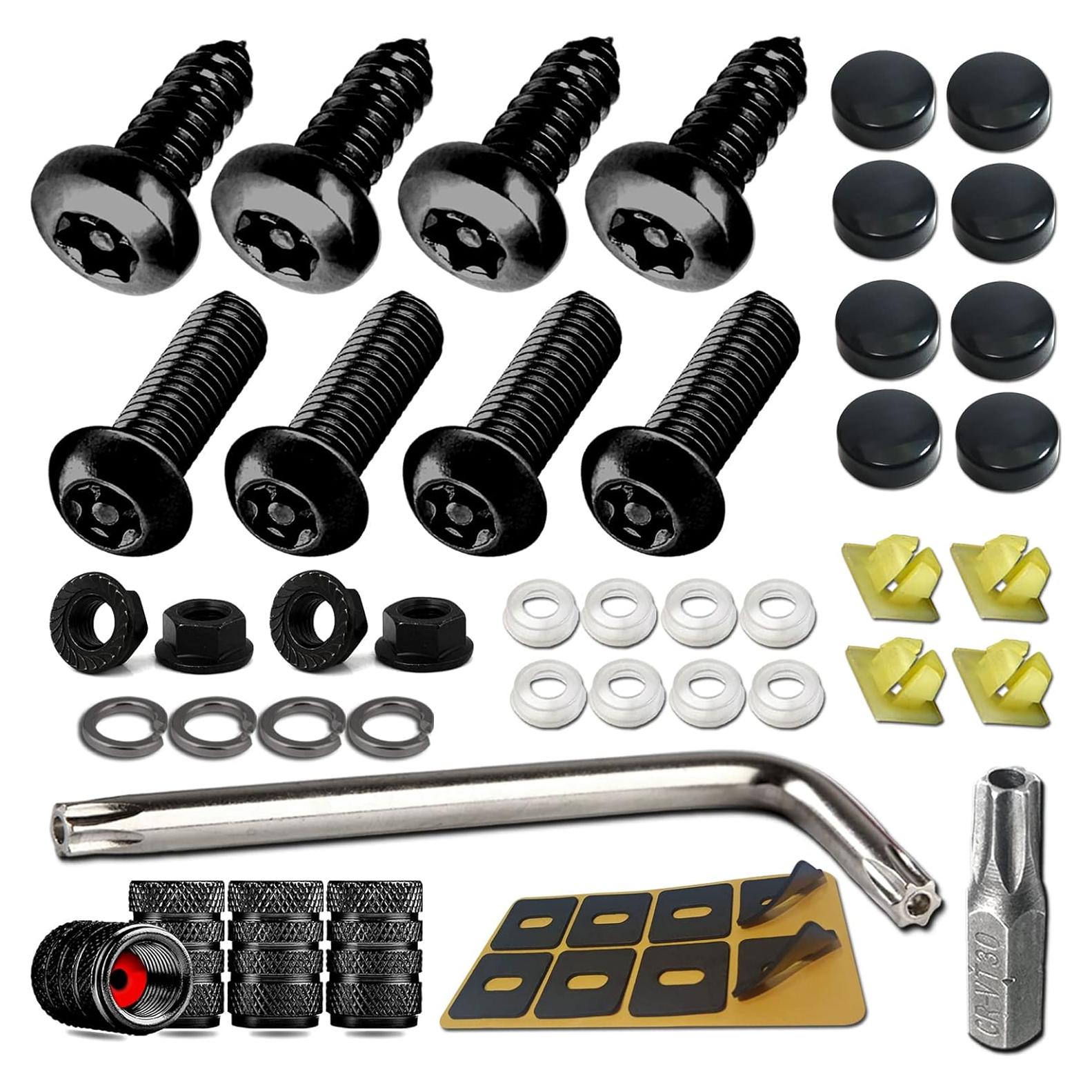 Tornillos de Placa de Licencia Antirrobo Aootf M6 20mm Negros