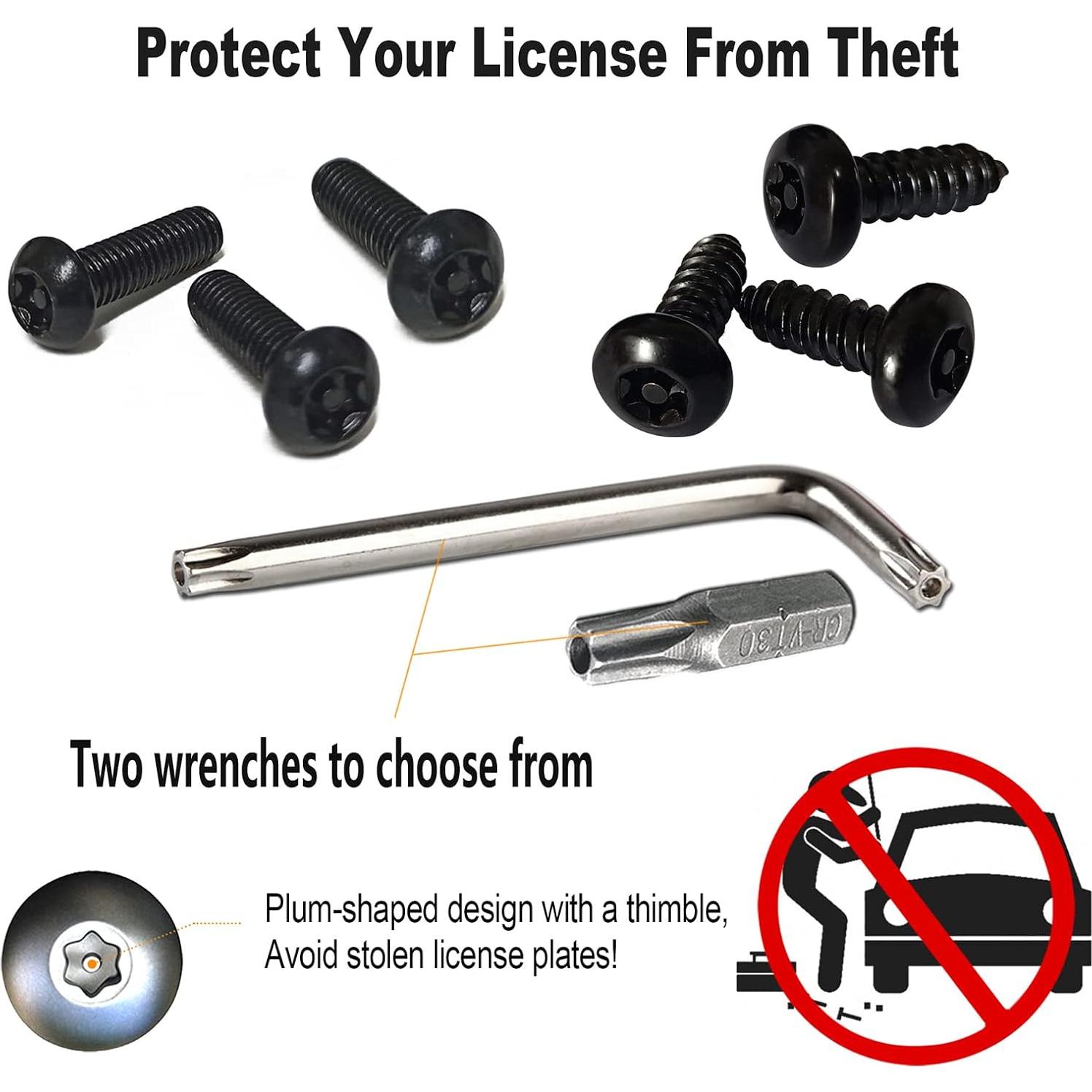 Tornillos de Placa de Licencia Antirrobo Aootf M6 20mm Negros