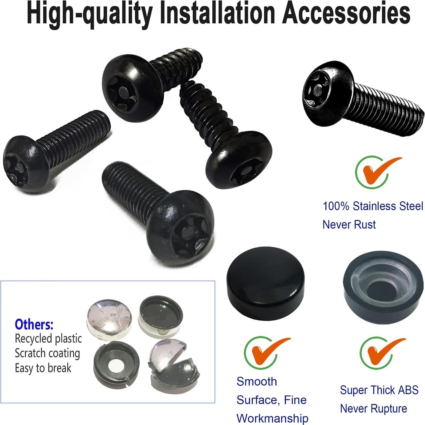 Tornillos de Placa de Licencia Antirrobo Aootf M6 20mm Negros