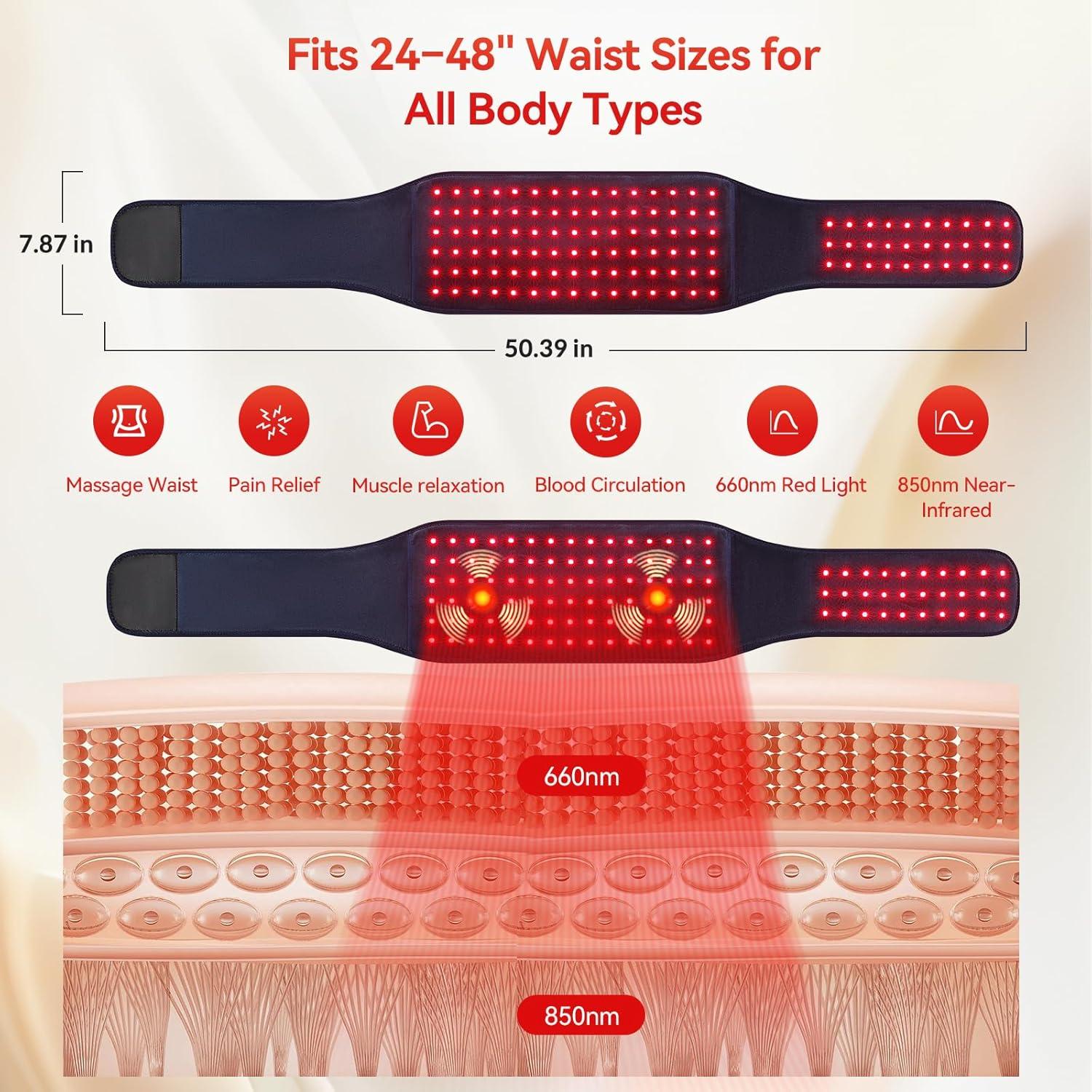 Cinturón de Terapia de Luz Roja Inalámbrico EVATEALE 660/850nm