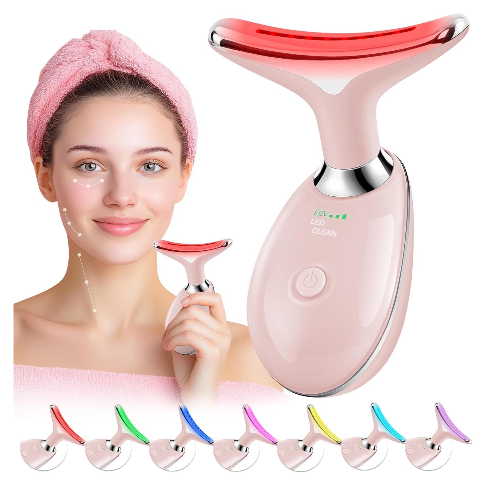 Masajeador Facial LED 7 Colores Scopck - Cuidado de Piel Rosa