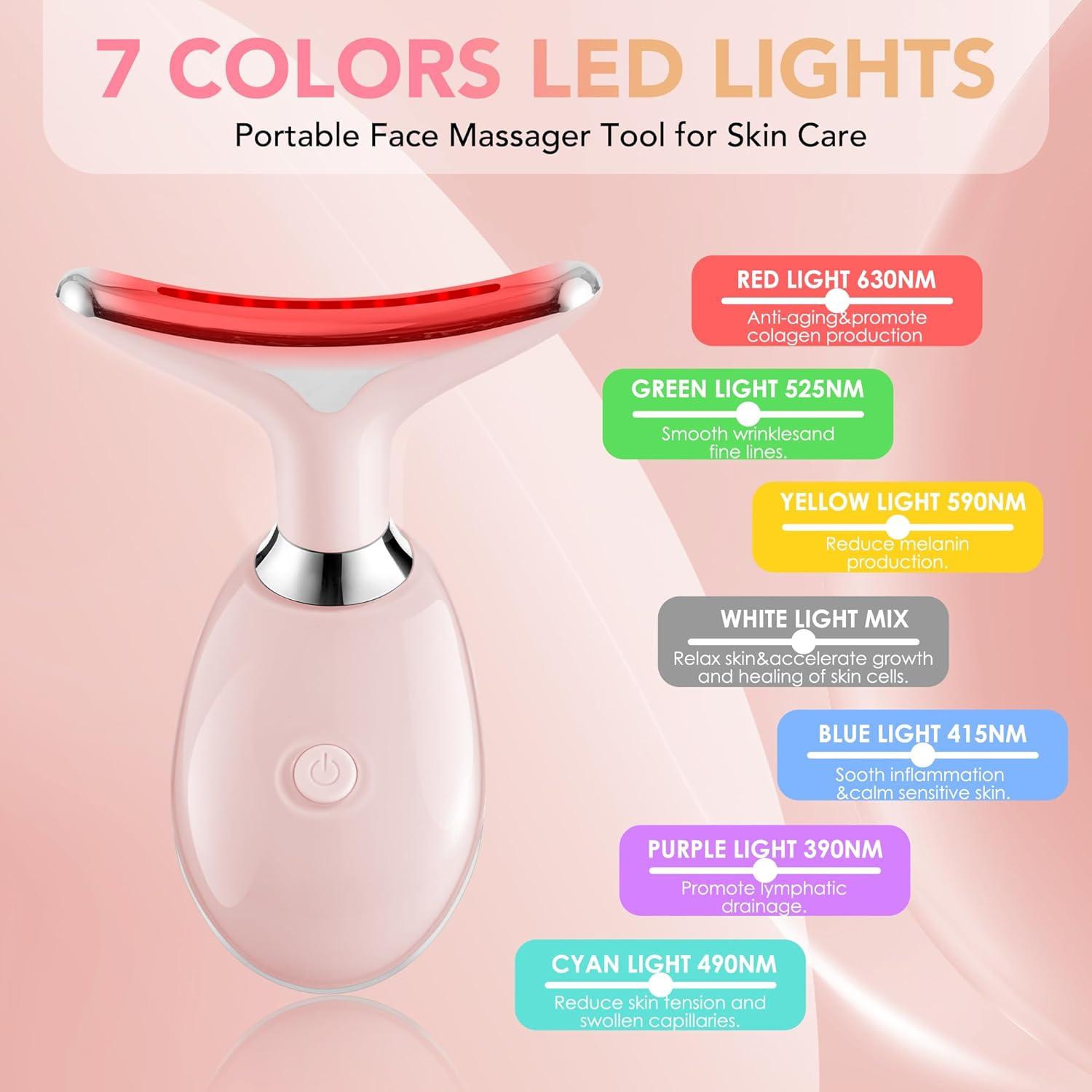 Masajeador Facial LED 7 Colores Scopck - Cuidado de Piel Rosa