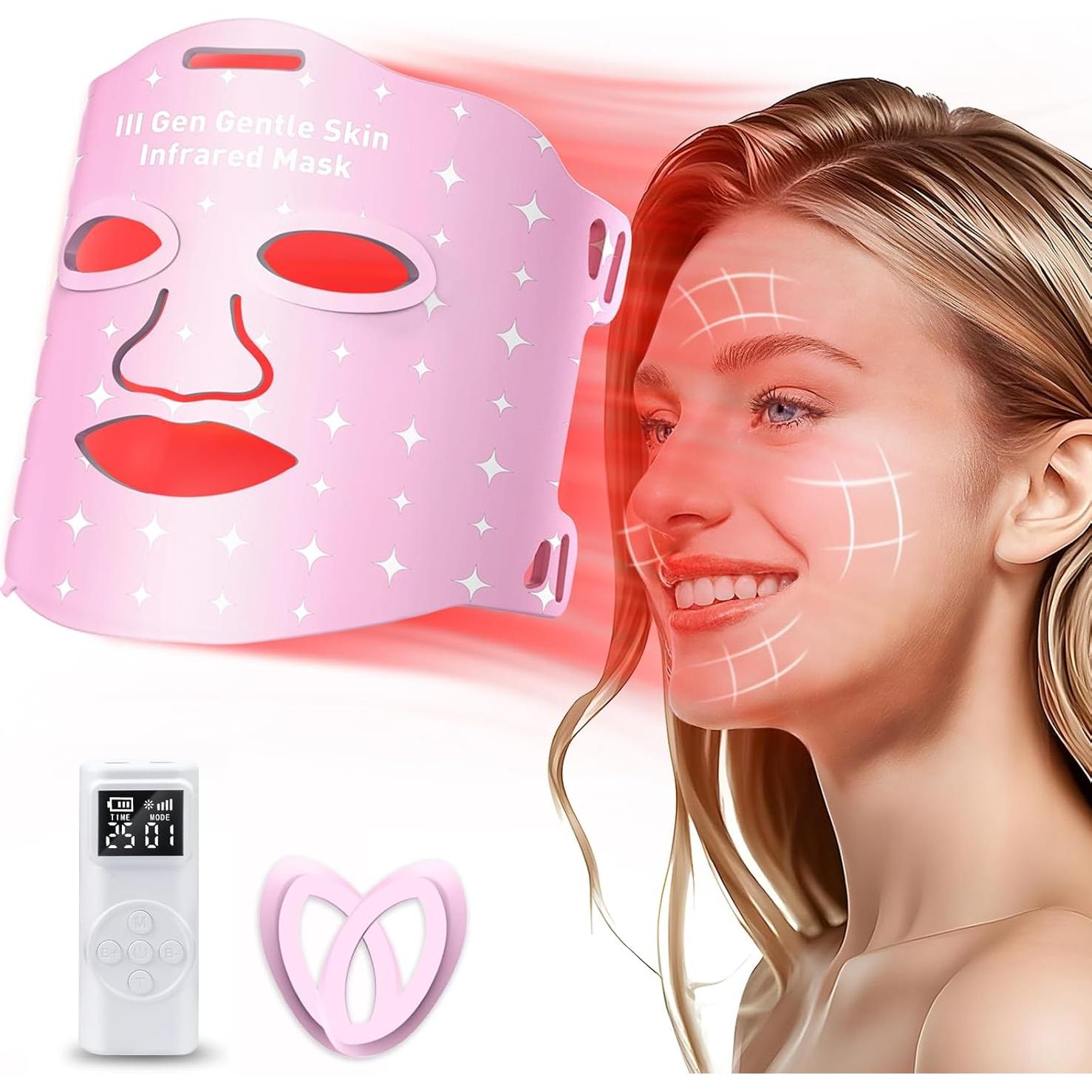 Máscara Facial LED Calentada Coroever Terapia Luz Roja 25-32°C