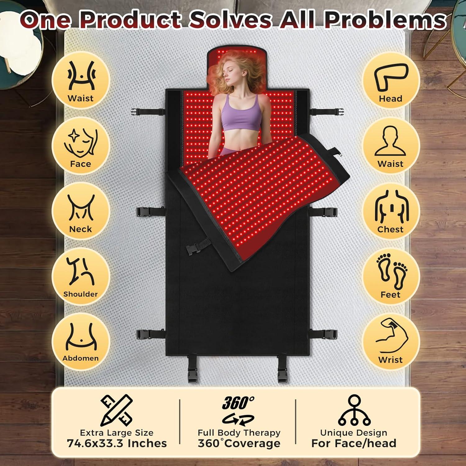 Manta de Terapia de Luz Roja LITDUCK 190x85cm 2570 LEDs