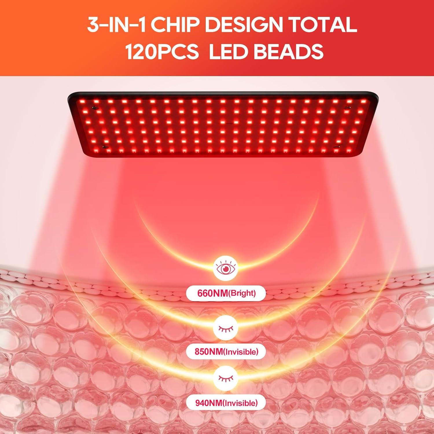 Terapia de Luz Roja BEICHEN 120 LED 660nm 850nm 940nm