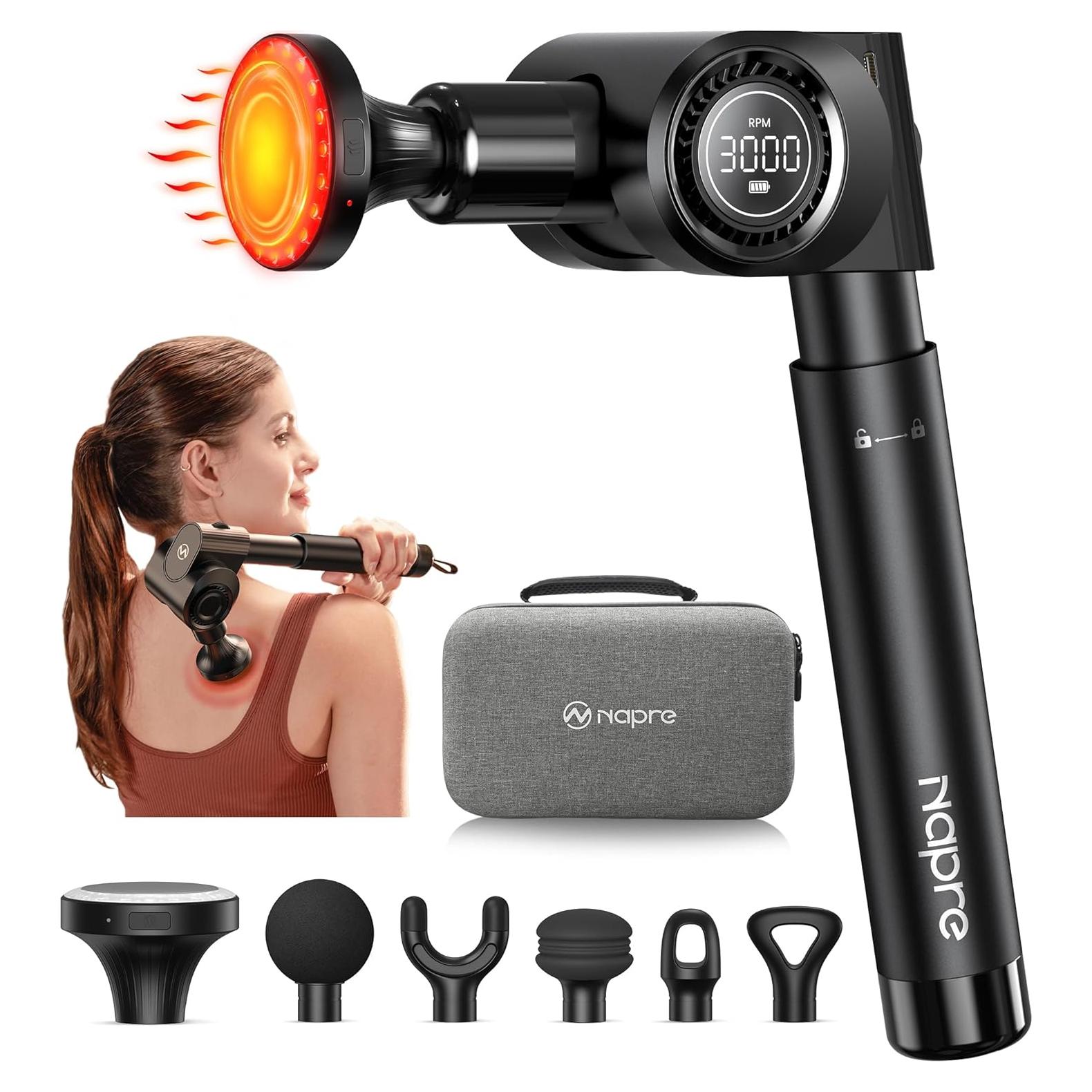 Pistola de Masaje Napre con Calor y Luz Roja, 32 Velocidades