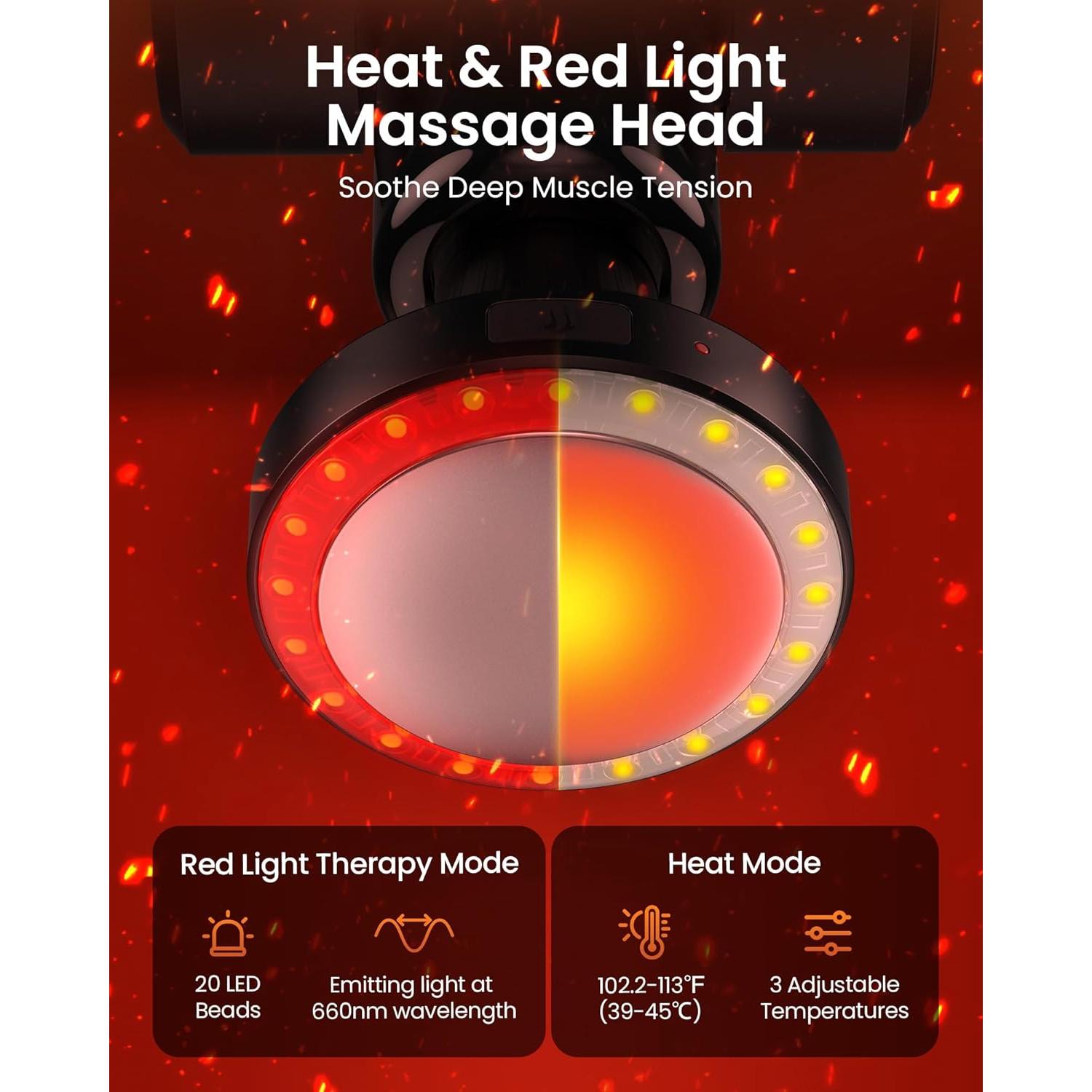 Pistola de Masaje Napre con Calor y Luz Roja, 32 Velocidades