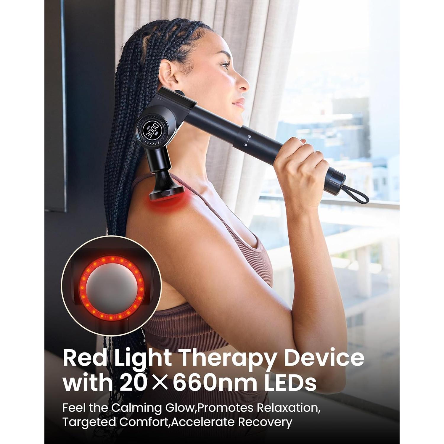 Pistola de Masaje Napre con Calor y Luz Roja, 32 Velocidades