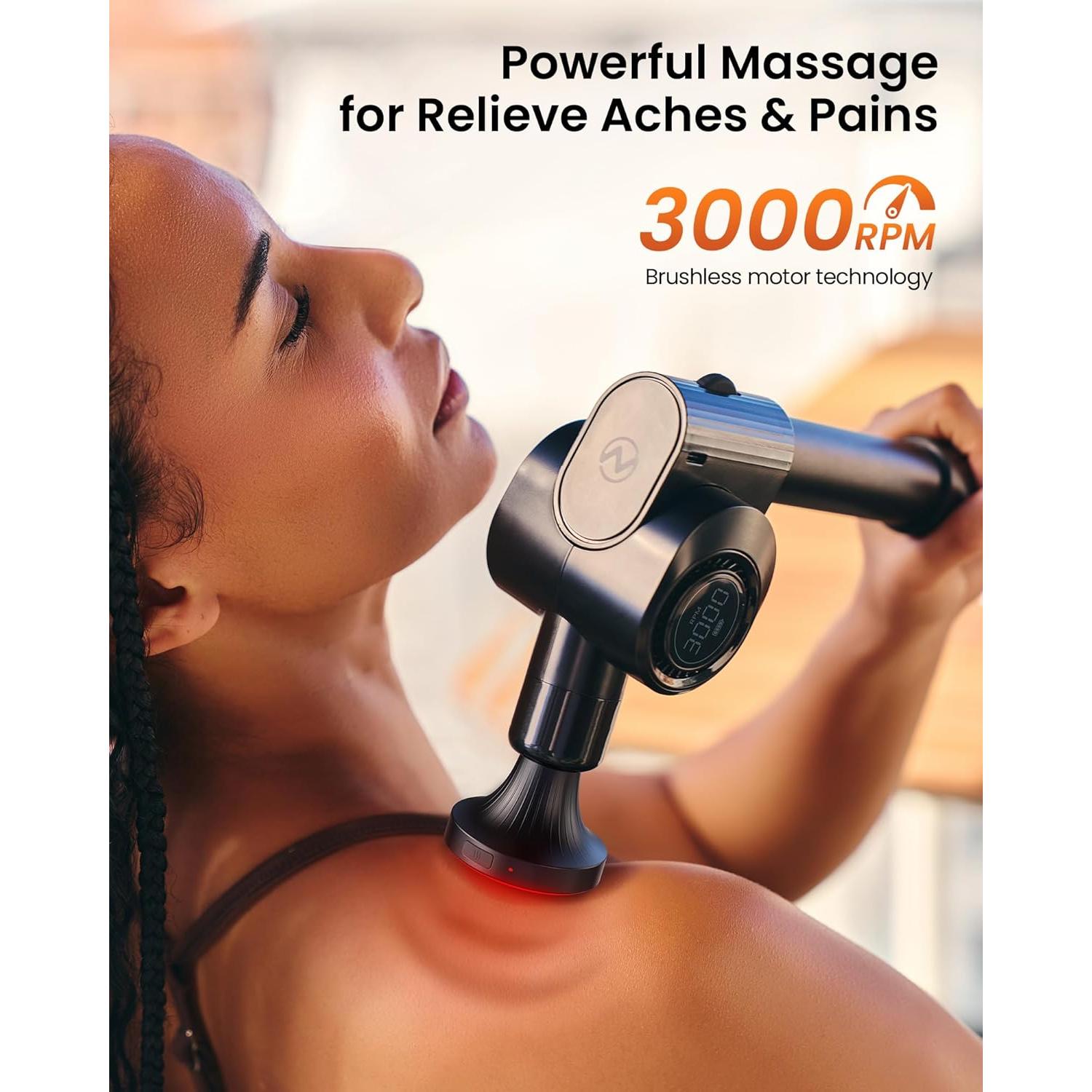 Pistola de Masaje Napre con Calor y Luz Roja, 32 Velocidades