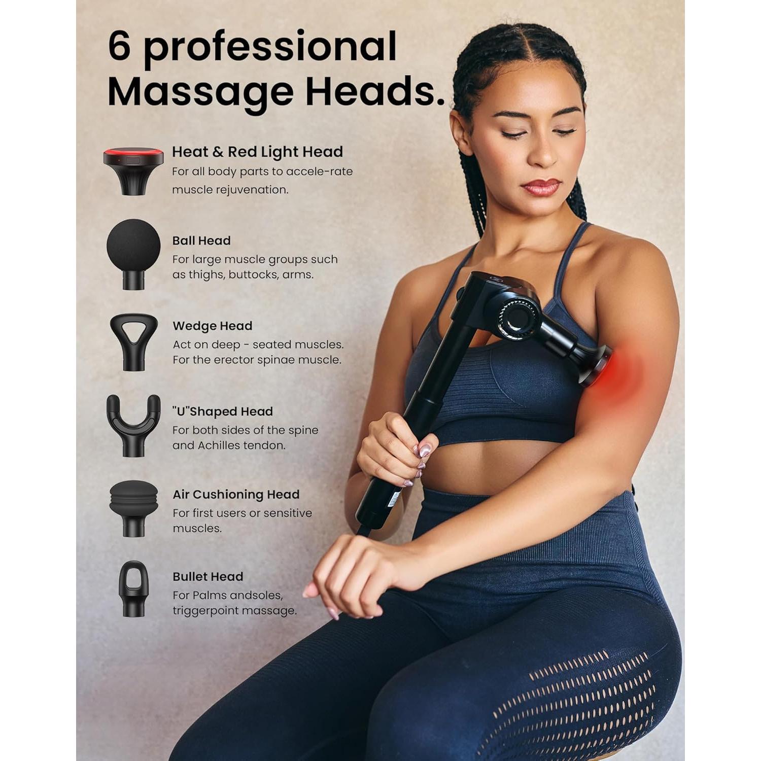 Pistola de Masaje Napre con Calor y Luz Roja, 32 Velocidades