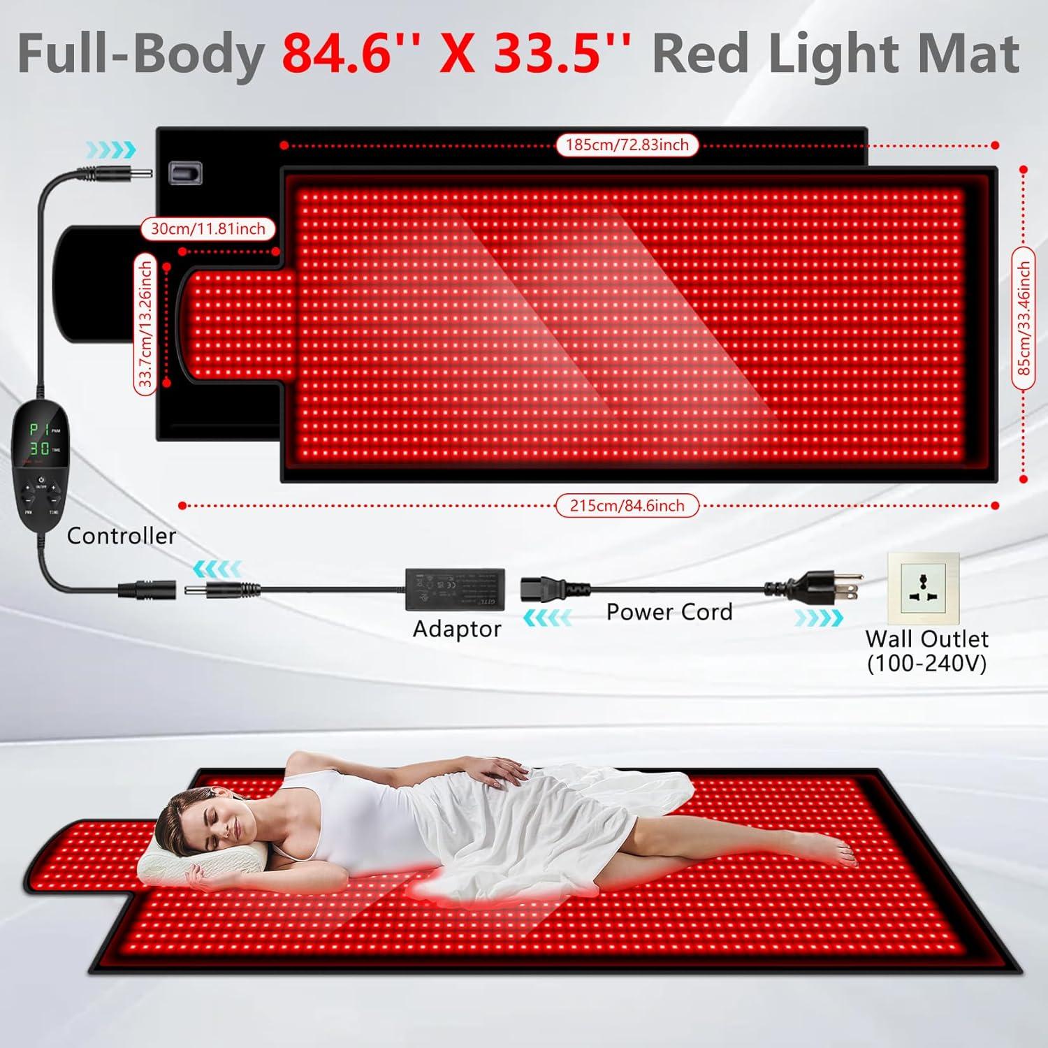 Manta de Terapia de Luz Roja DUBUXW 216x85 cm 1400 LEDs
