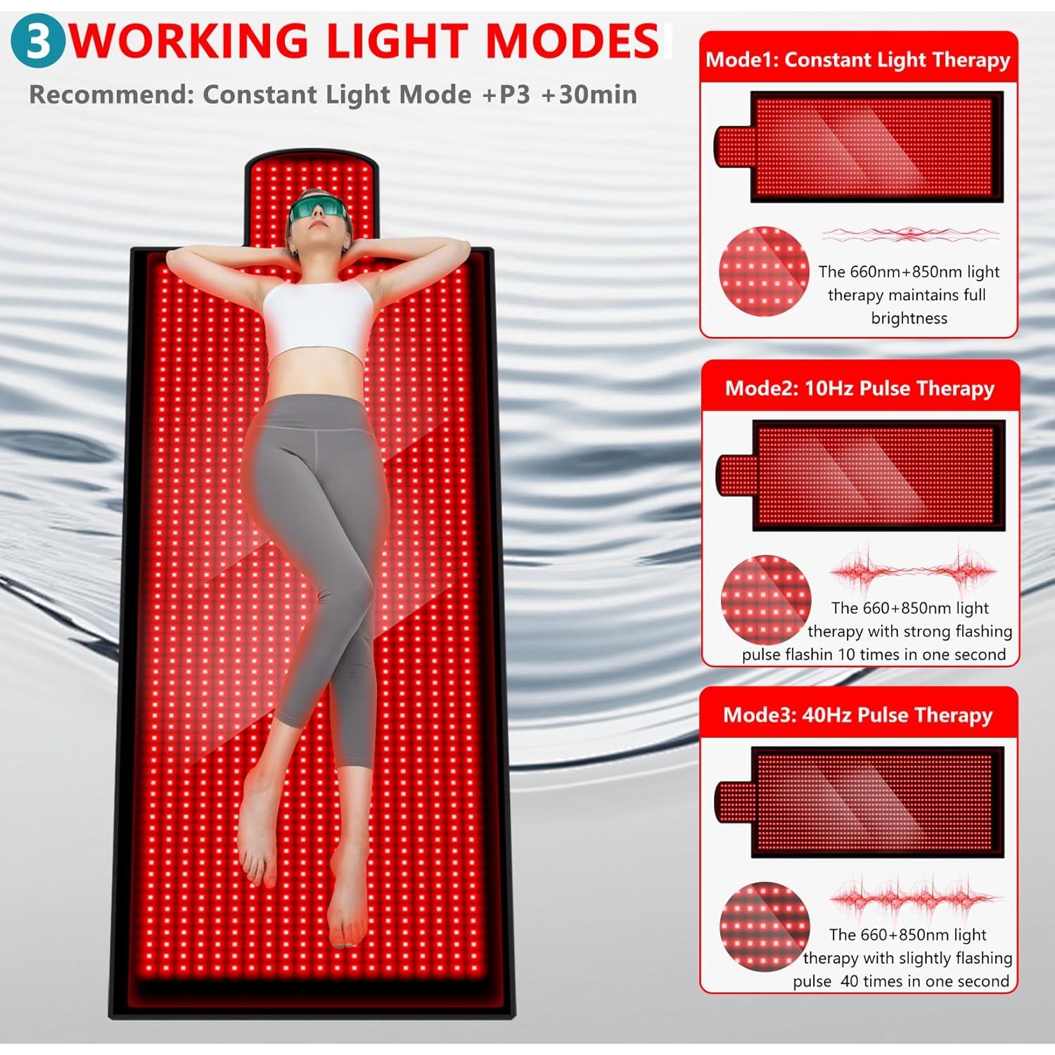 Manta de Terapia de Luz Roja DUBUXW 216x85 cm 1400 LEDs
