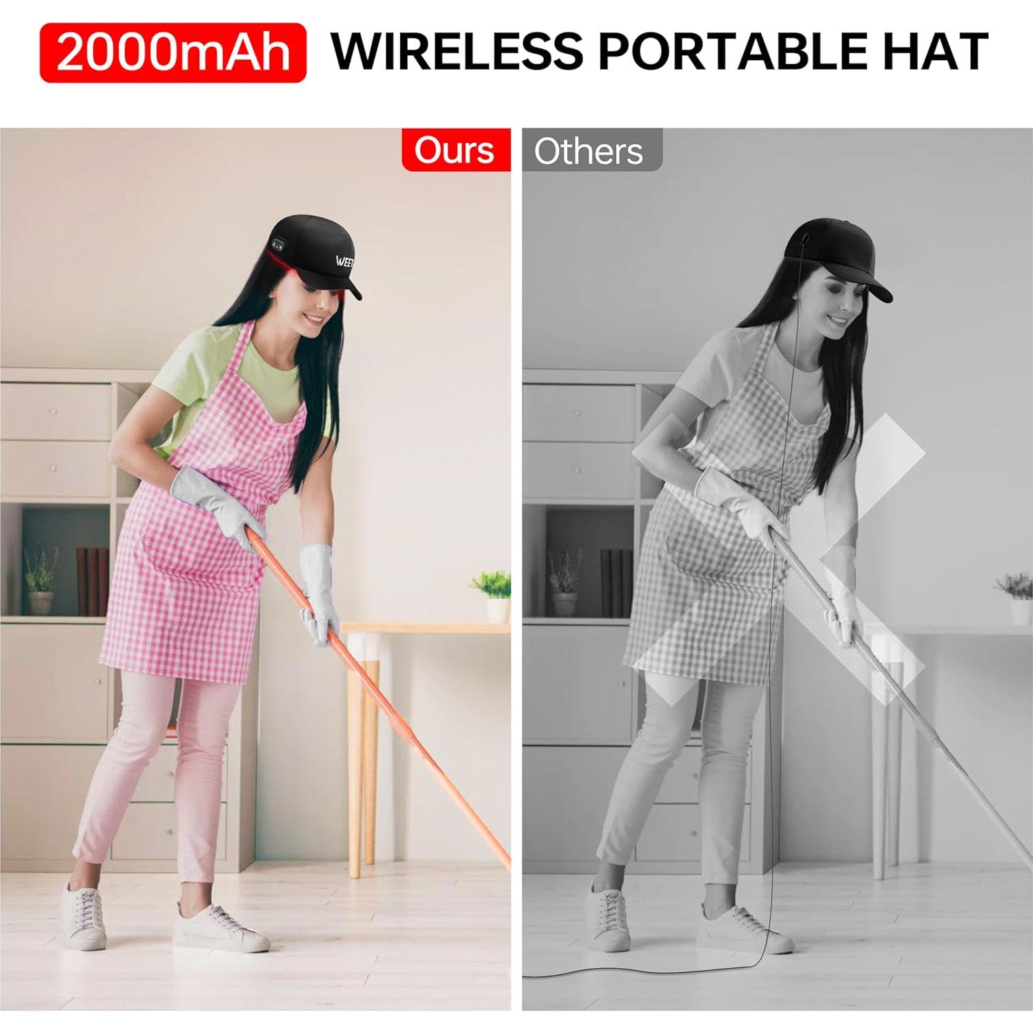 Gorro de Calor Inalámbrico WEETALL con Temporizador y Batería 2000mAh