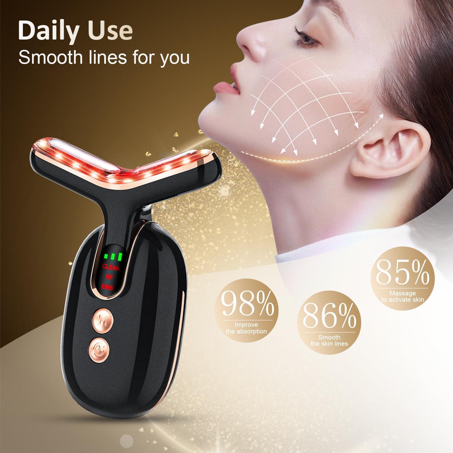 Masajeador Facial MKISCWEI Terapia de Luz Roja 3 en 1