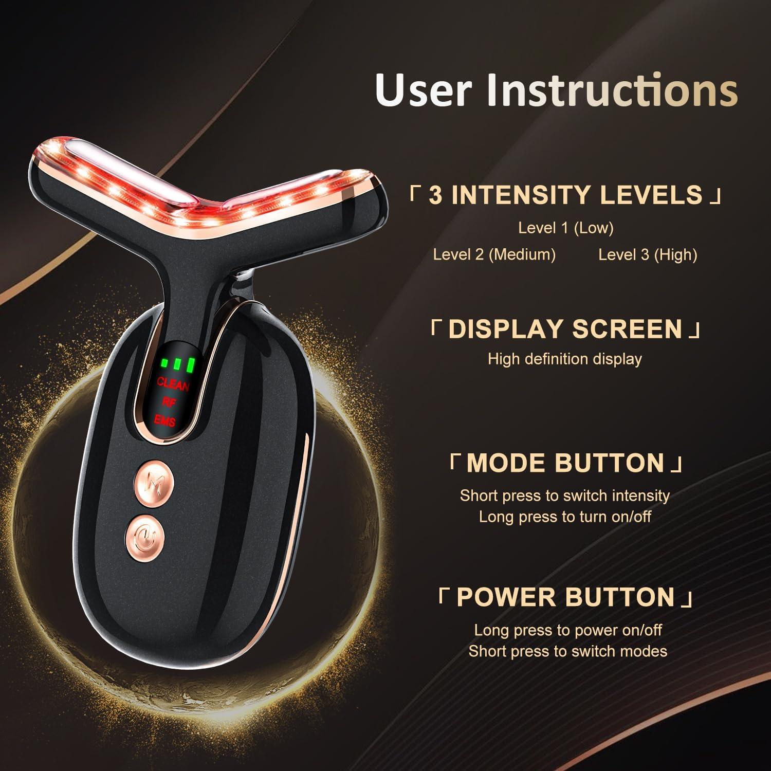 Masajeador Facial MKISCWEI Terapia de Luz Roja 3 en 1