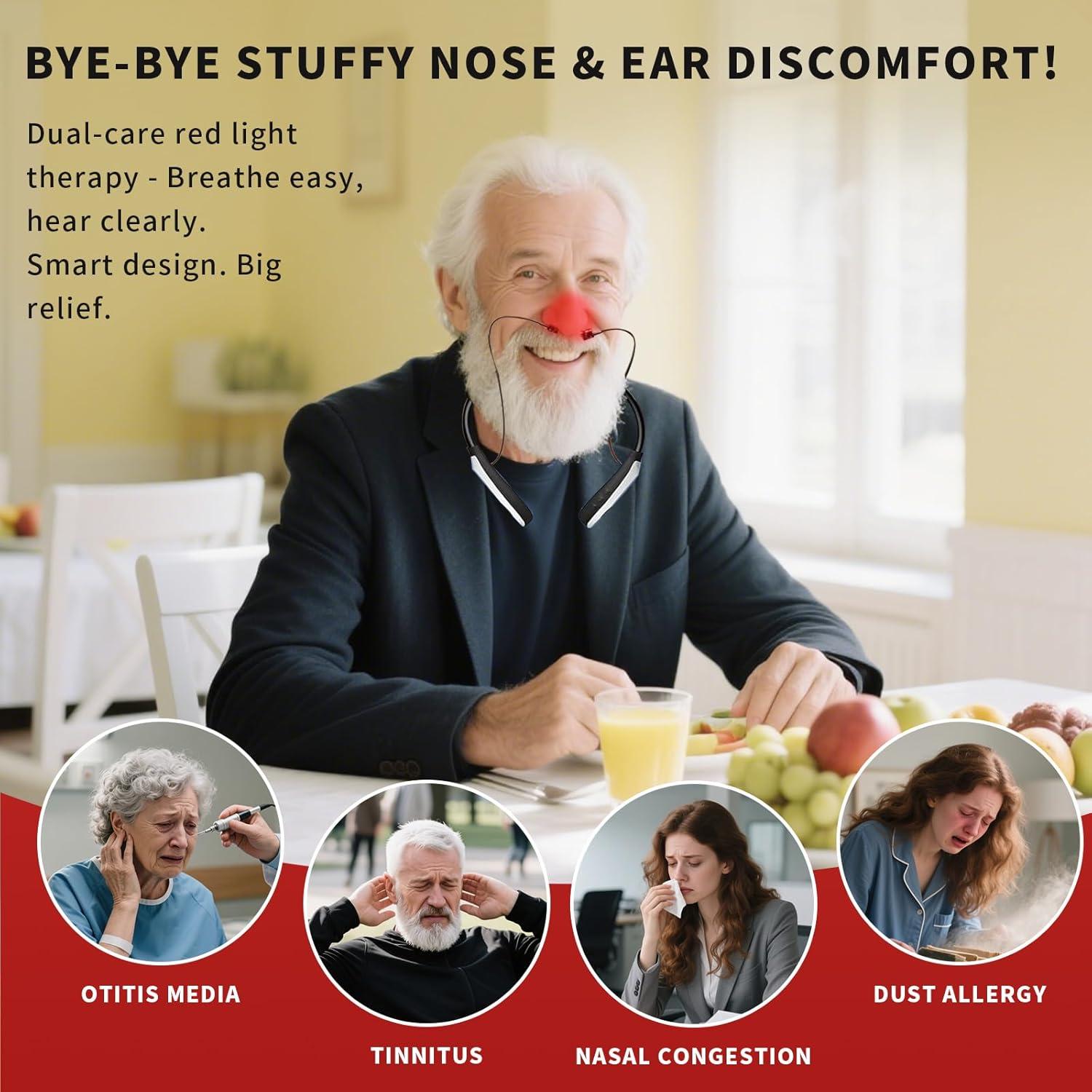 Dispositivo Terapia Luz Roja Jekohor 650nm 2 en 1 Nariz y Oídos