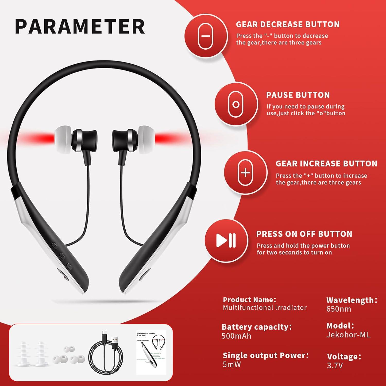 Dispositivo Terapia Luz Roja Jekohor 650nm 2 en 1 Nariz y Oídos