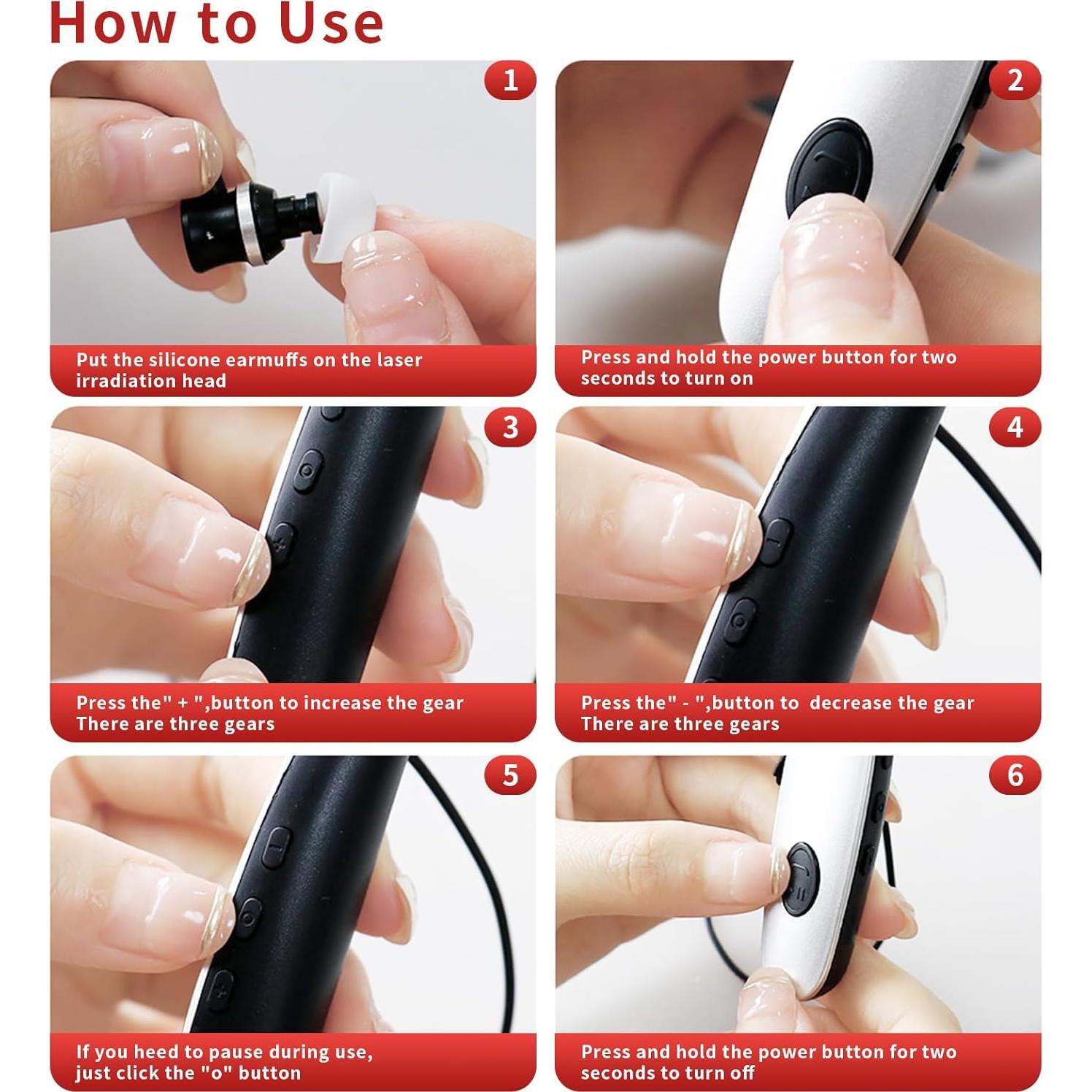 Dispositivo Terapia Luz Roja Jekohor 650nm 2 en 1 Nariz y Oídos