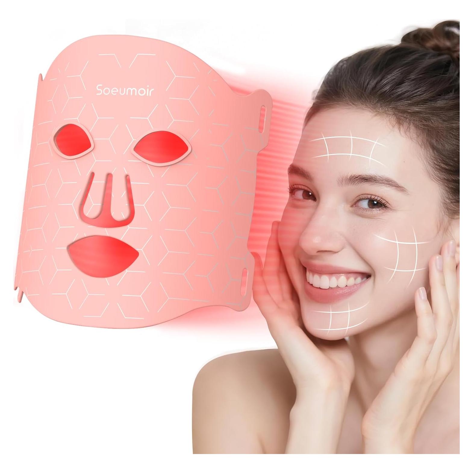 Máscara de Luz Roja LED Soeumoir con Control Remoto y 7 Modos