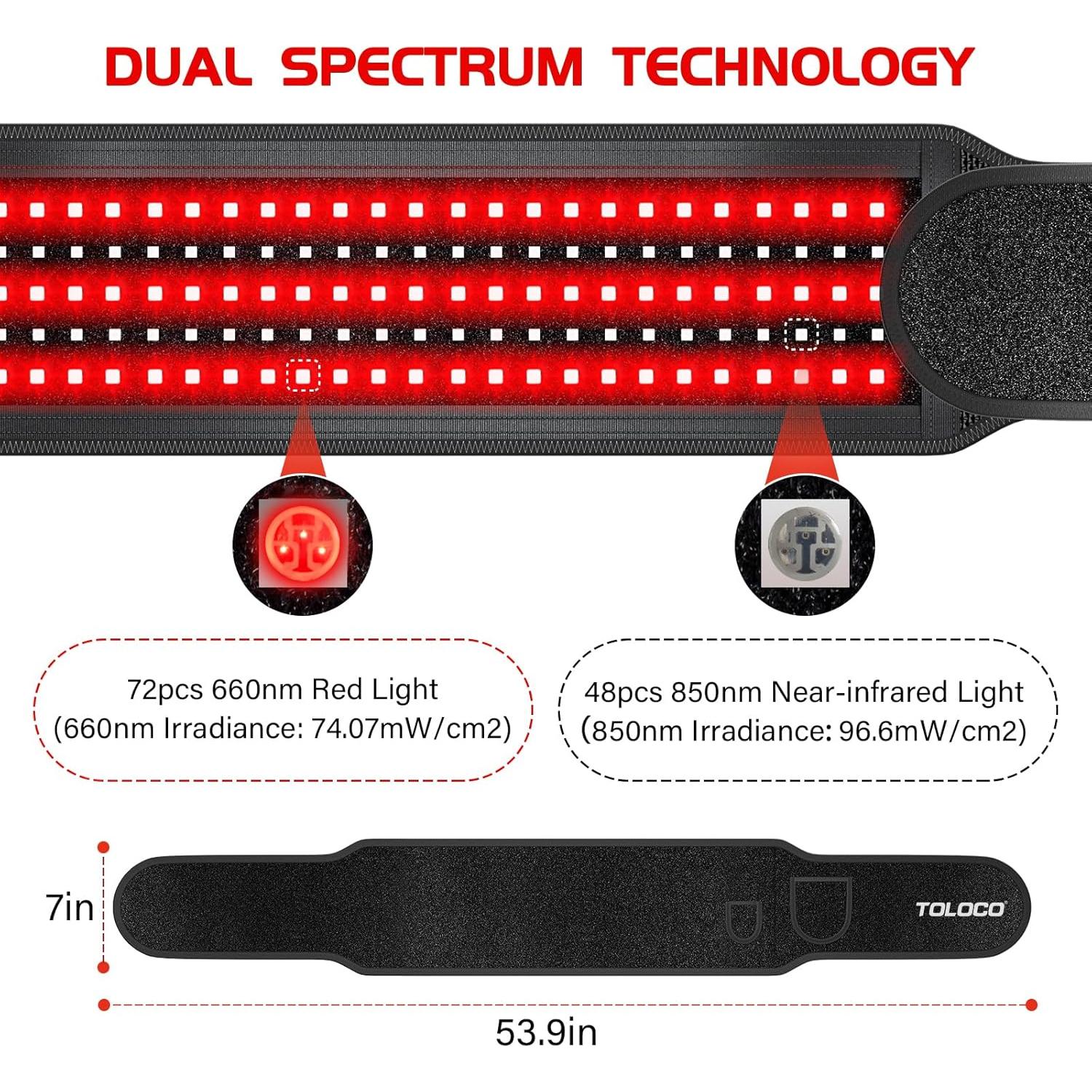 Cinturón de Terapia de Luz Roja TOLOCO 3 en 1 660nm 850nm
