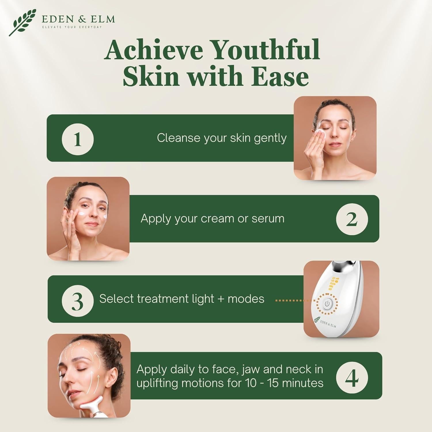 Masajeador de Luz Roja Eden & Elm 7 Modos para Piel Juvenil