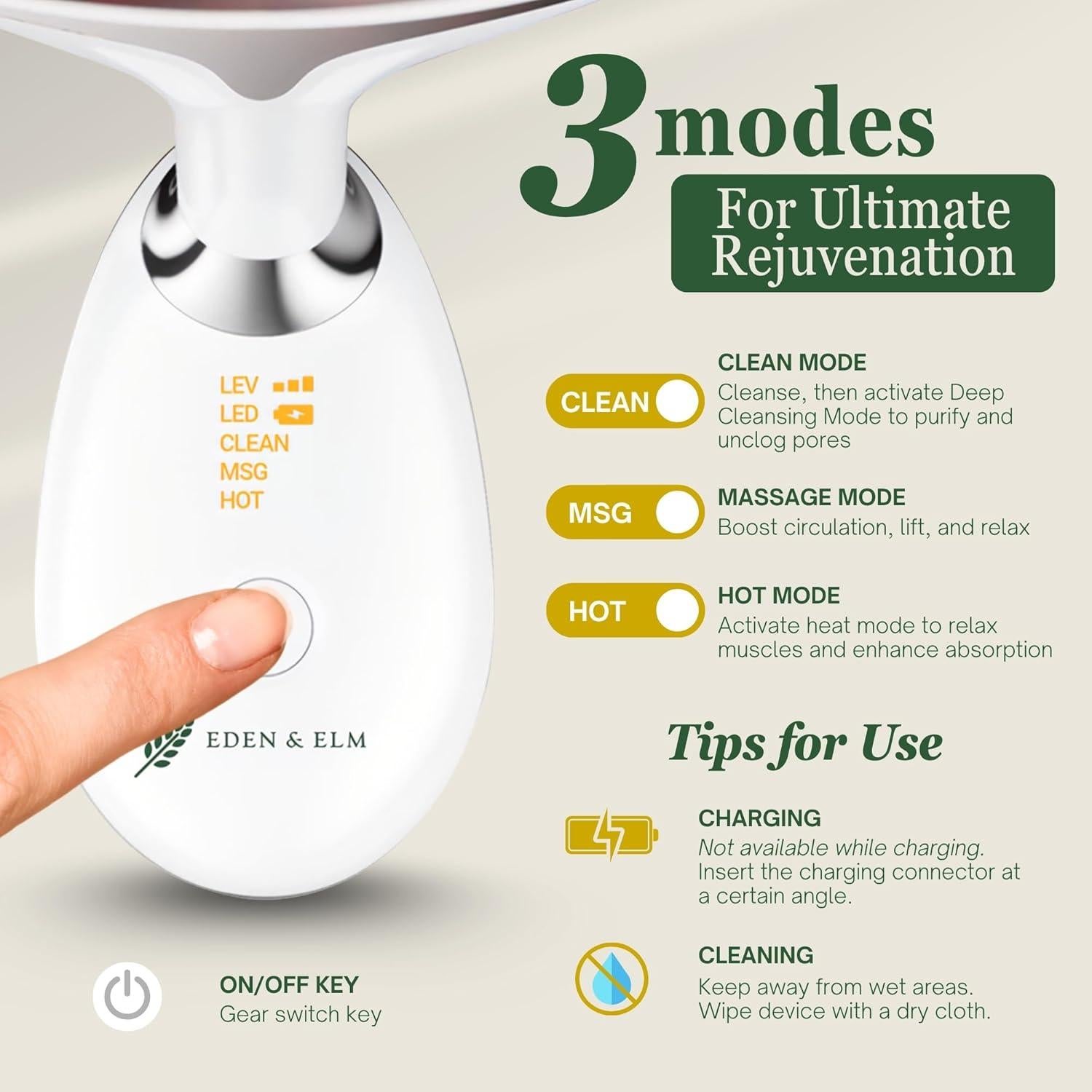 Masajeador de Luz Roja Eden & Elm 7 Modos para Piel Juvenil