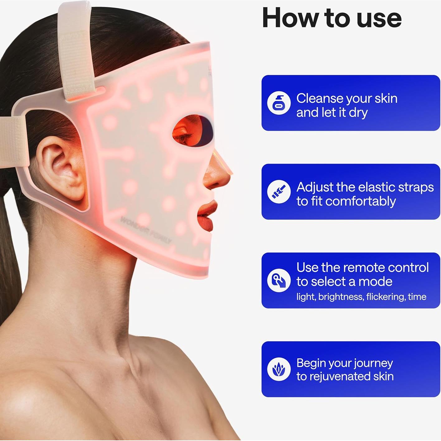 Máscara Facial LED Terapia de Luz Wonder Family - Cuidado Piel