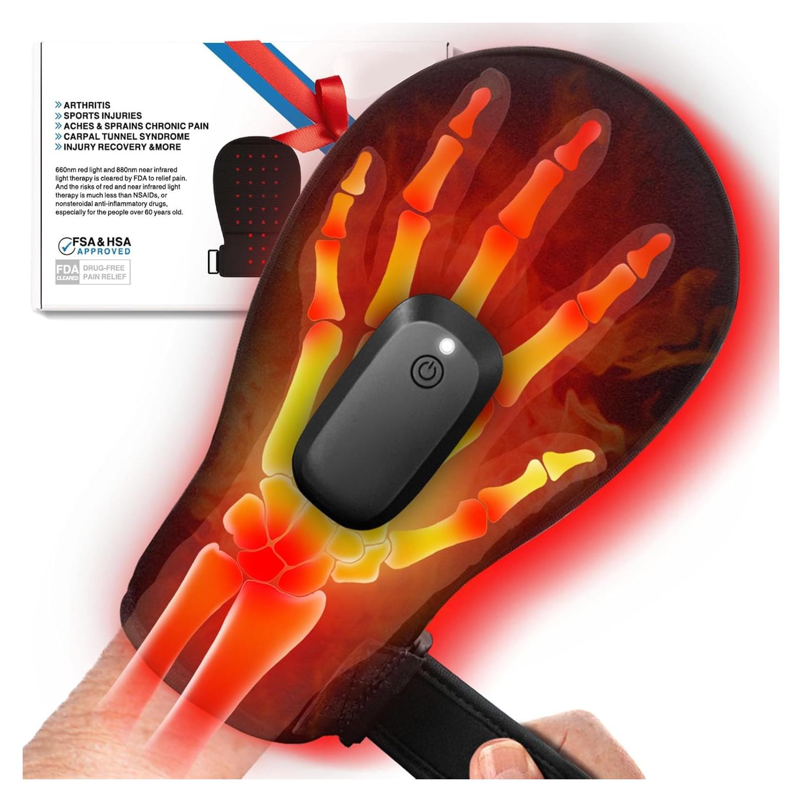 Guante Terapia Luz Roja Inalámbrico PEEWF para Manos - Alivio Artritis