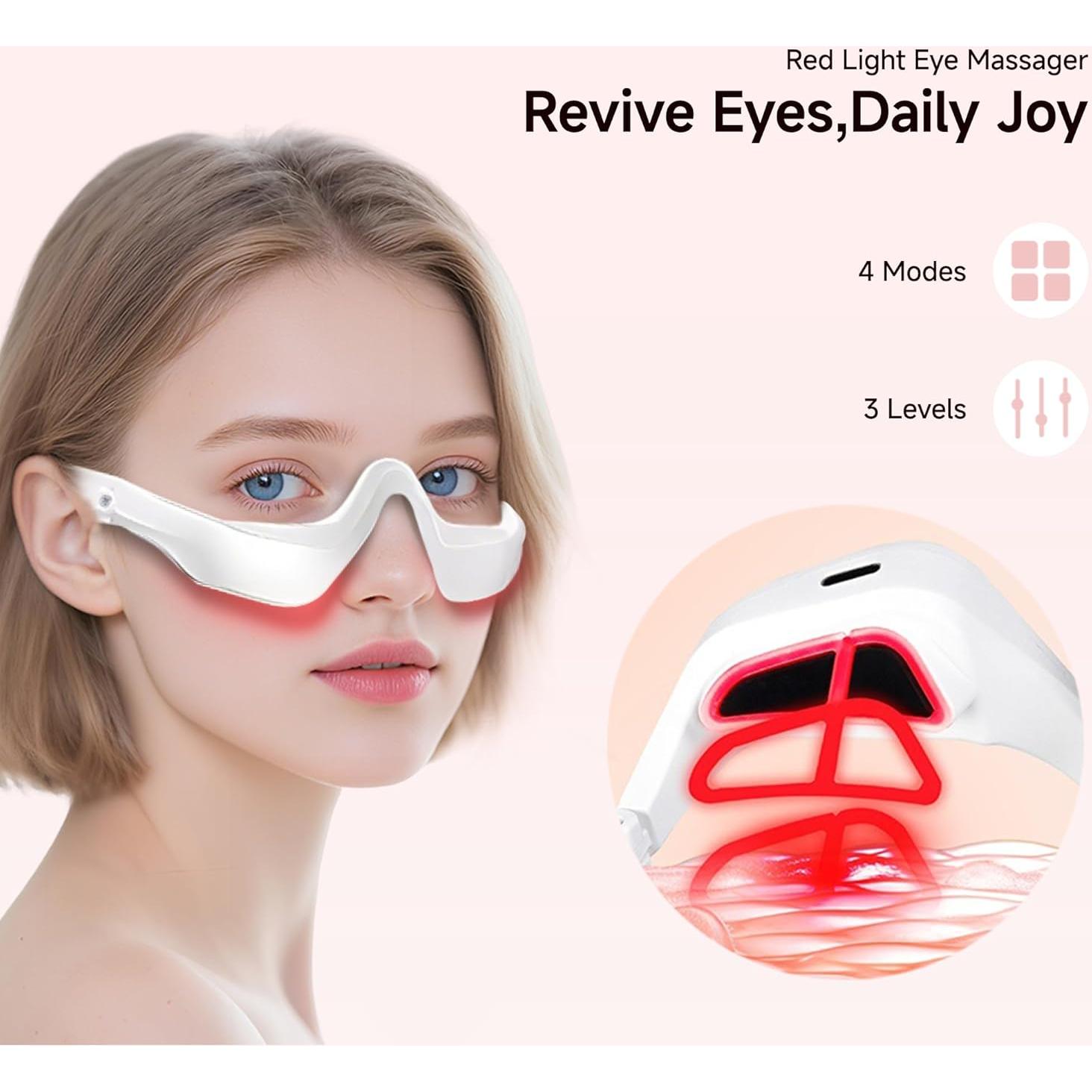 Masajeador de Ojos YOEYOU con Terapia de Luz Roja y Microcorriente