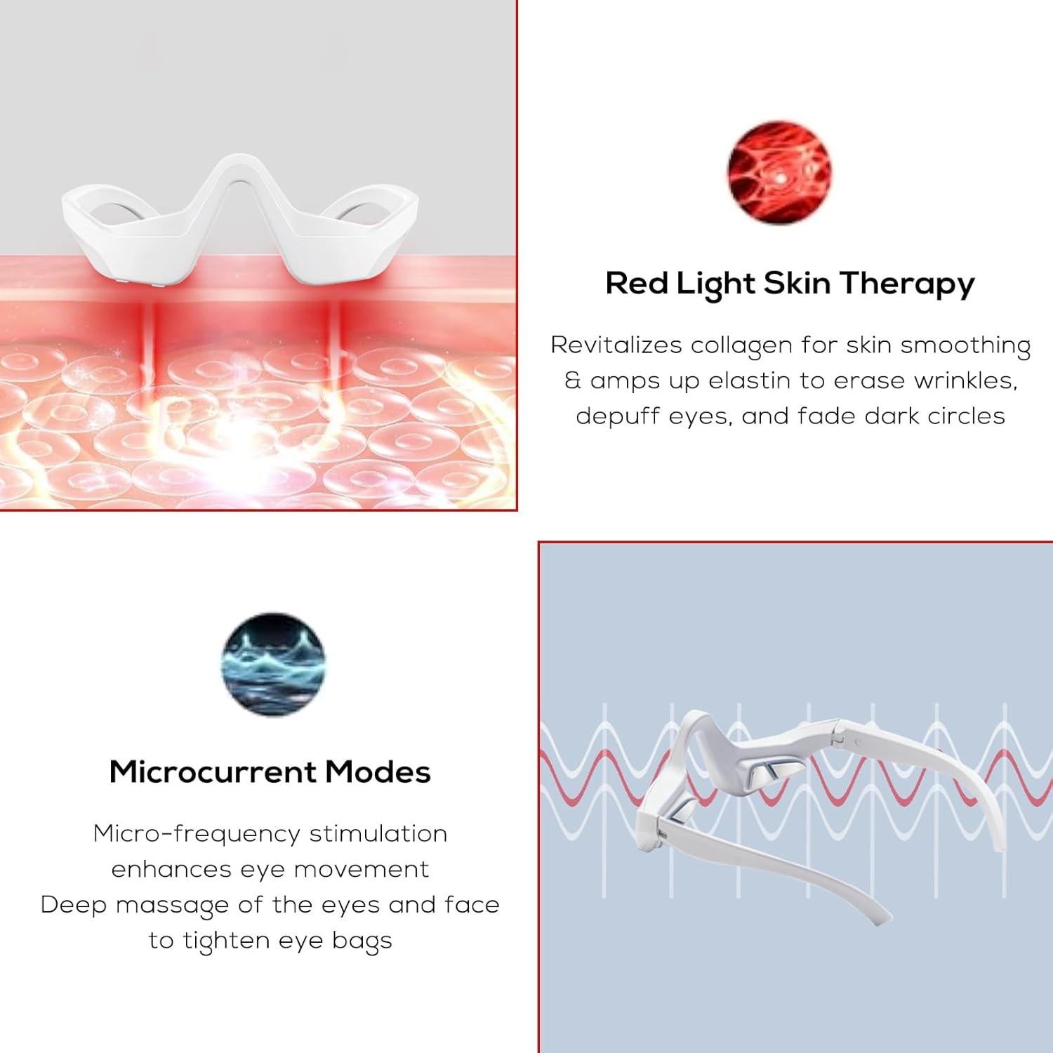 Gafas de Terapia de Luz Roja CANTENDO para Ojos - Masajeador LED