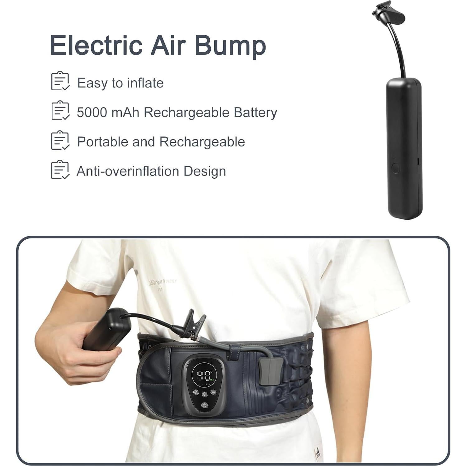 Almohadilla Térmica Inalámbrica Oramuon con Luz Roja y Cinturón de Descompresión