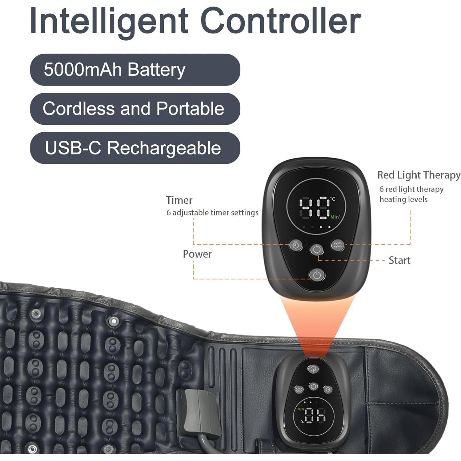 Almohadilla Térmica Inalámbrica Oramuon con Luz Roja y Cinturón de Descompresión