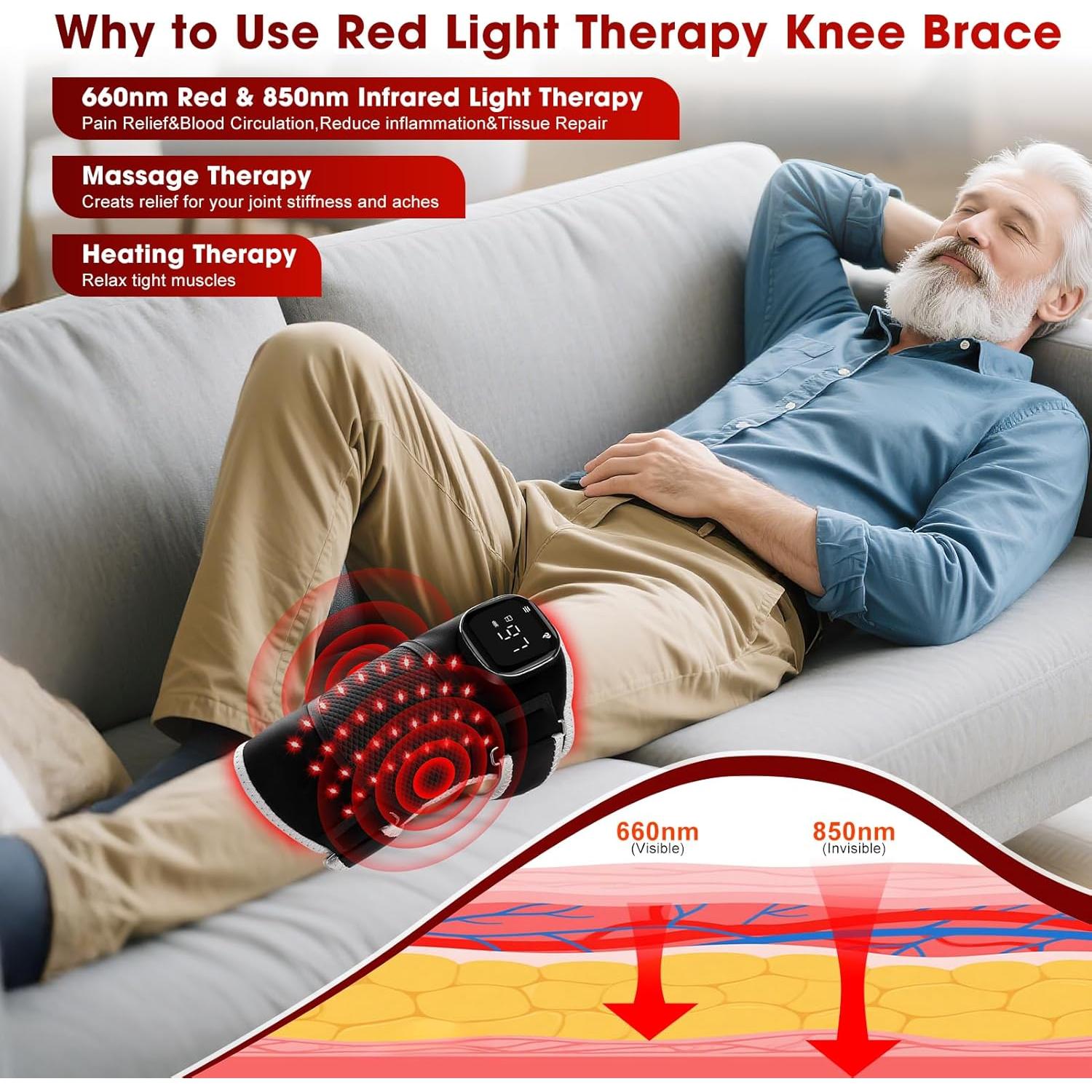 Férula de Rodilla Inalámbrica CONNOVA con Luz Roja y Masaje