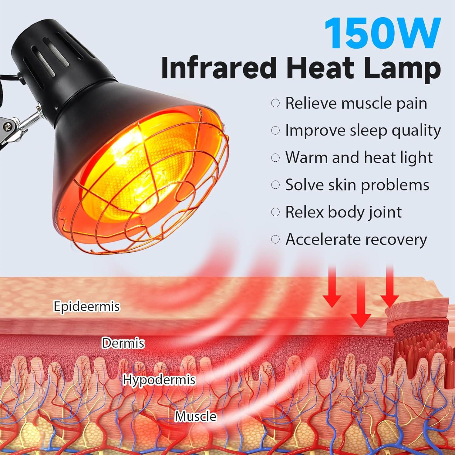 Lámpara de Calor Infrarroja Hoakya 150W con Temporizador