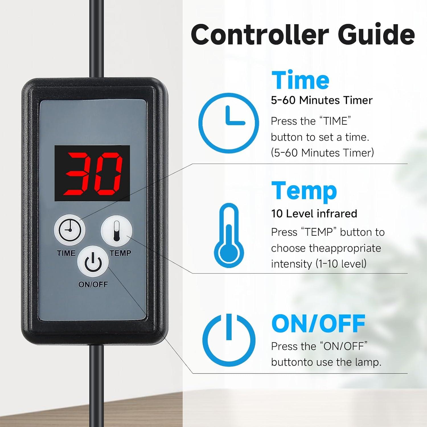 Lámpara de Calor Infrarroja Hoakya 150W con Temporizador