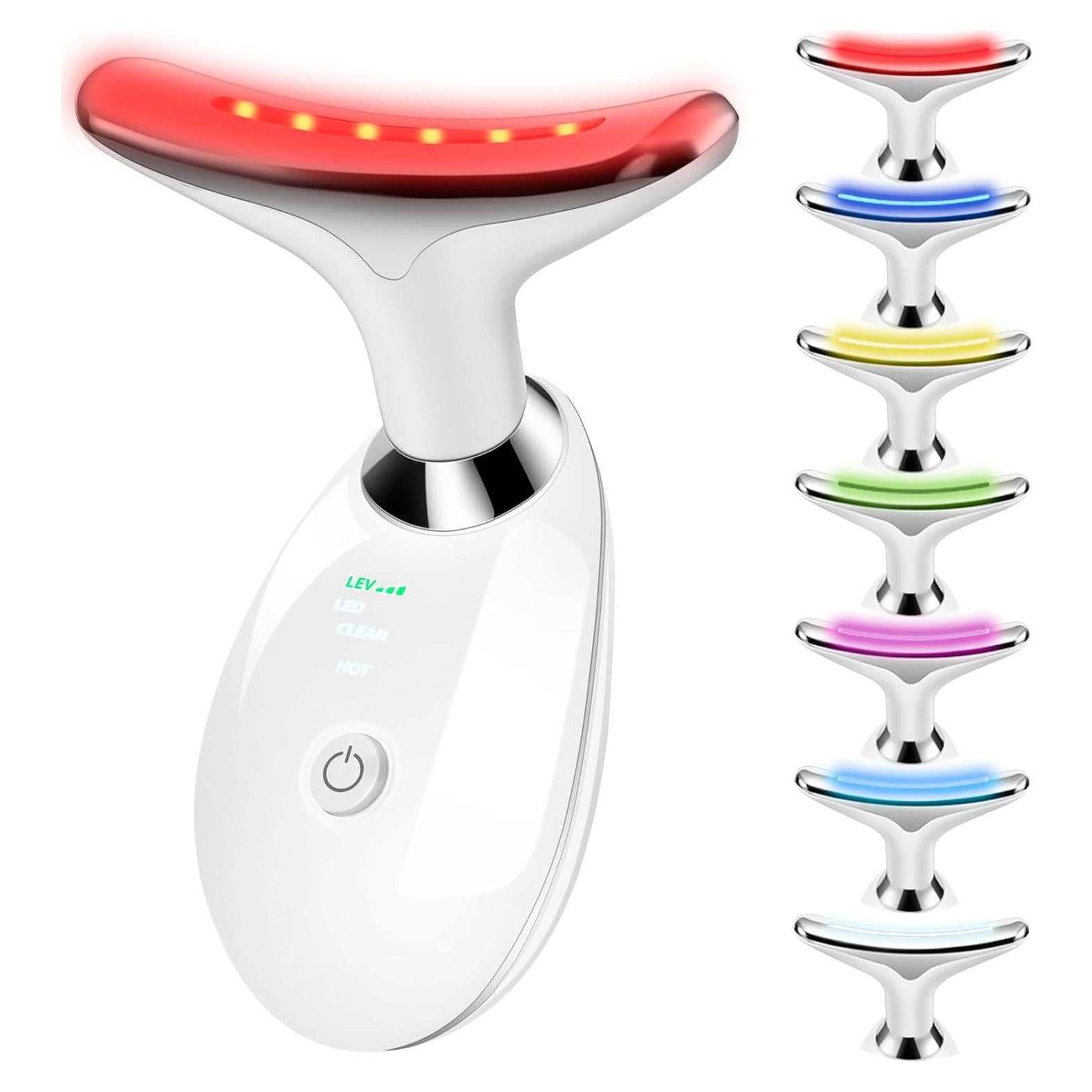 Masajeador Facial 7-en-1 VGY con Calor y Luz Roja - Blanco