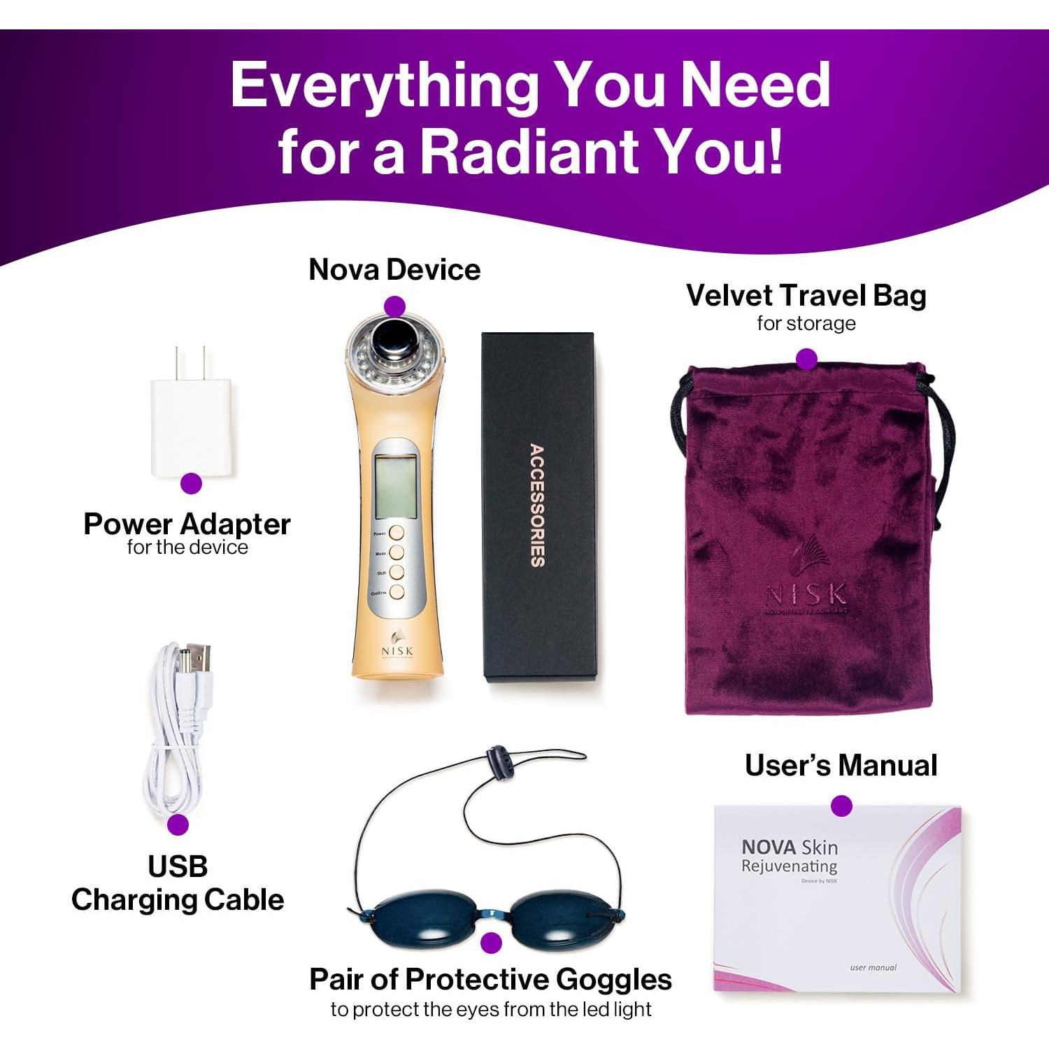 Varita Facial Nova 4-en-1: Luz LED, Limpieza Galvánica y Rejuvenecimiento