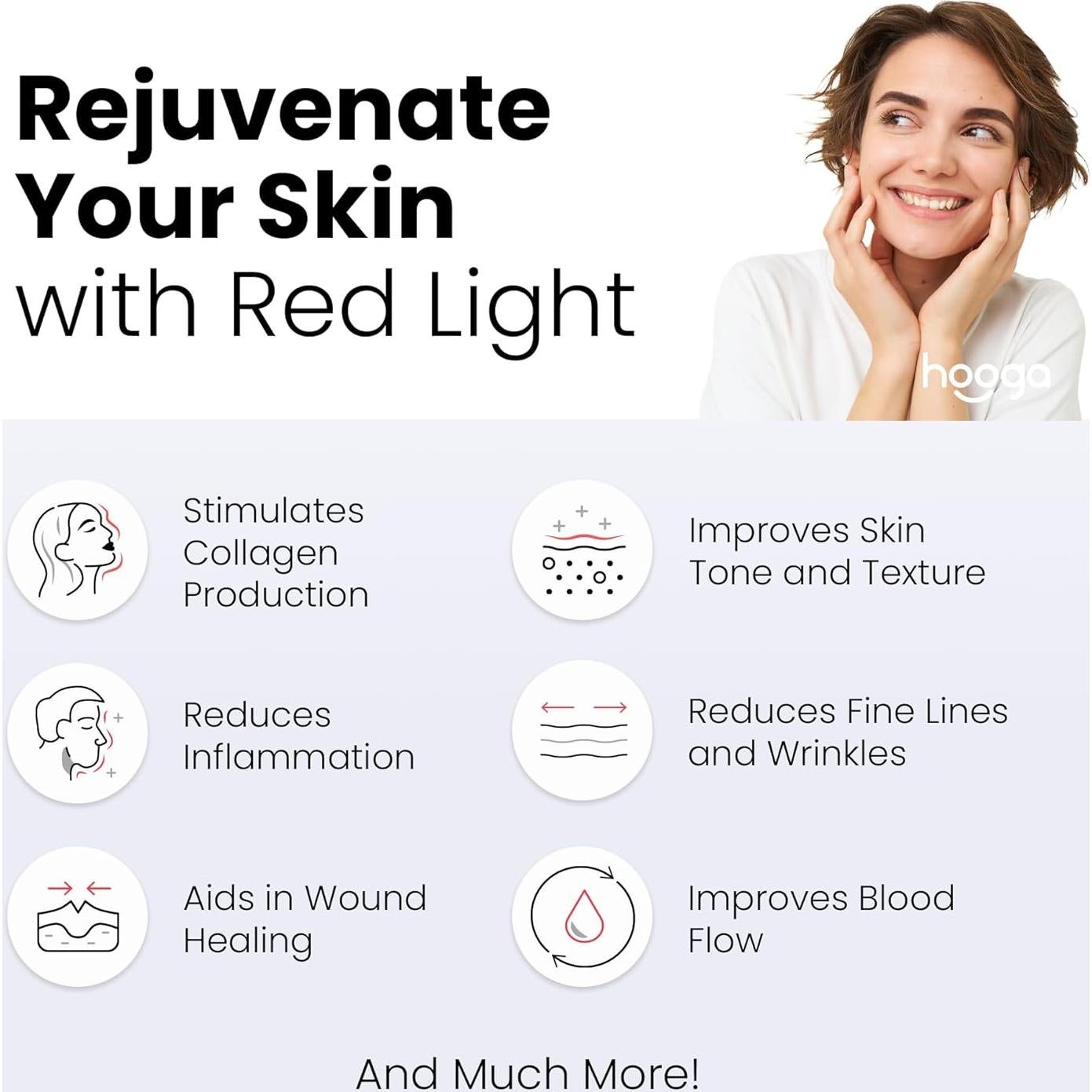 Terapia de Luz Roja LED Hooga para Cuello, Ajustable y Recargable