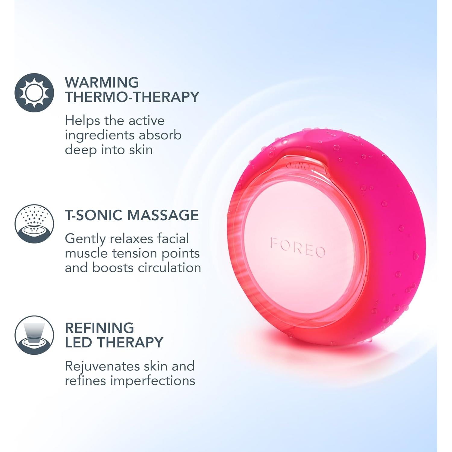 Dispositivo de Cuidado Facial FOREO UFO 3 Mini - Hidratante Antienvejecimiento Fucsia