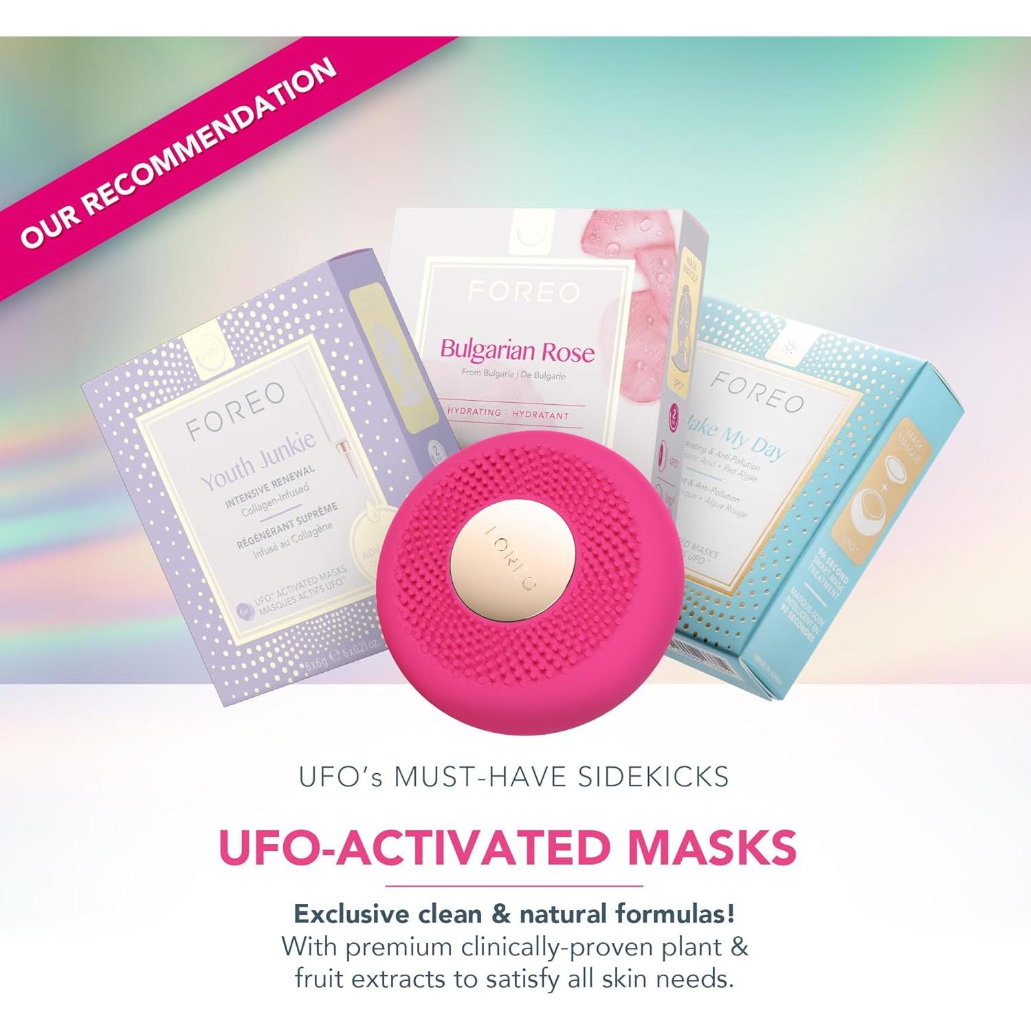 Dispositivo de Cuidado Facial FOREO UFO 3 Mini - Hidratante Antienvejecimiento Fucsia