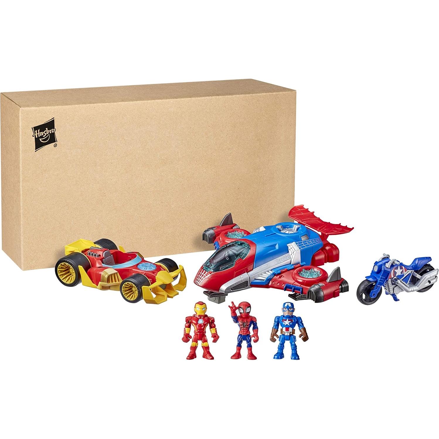 Multipack de Figuras Marvel Super Hero Adventures - 3 Figuras y 3 Vehículos