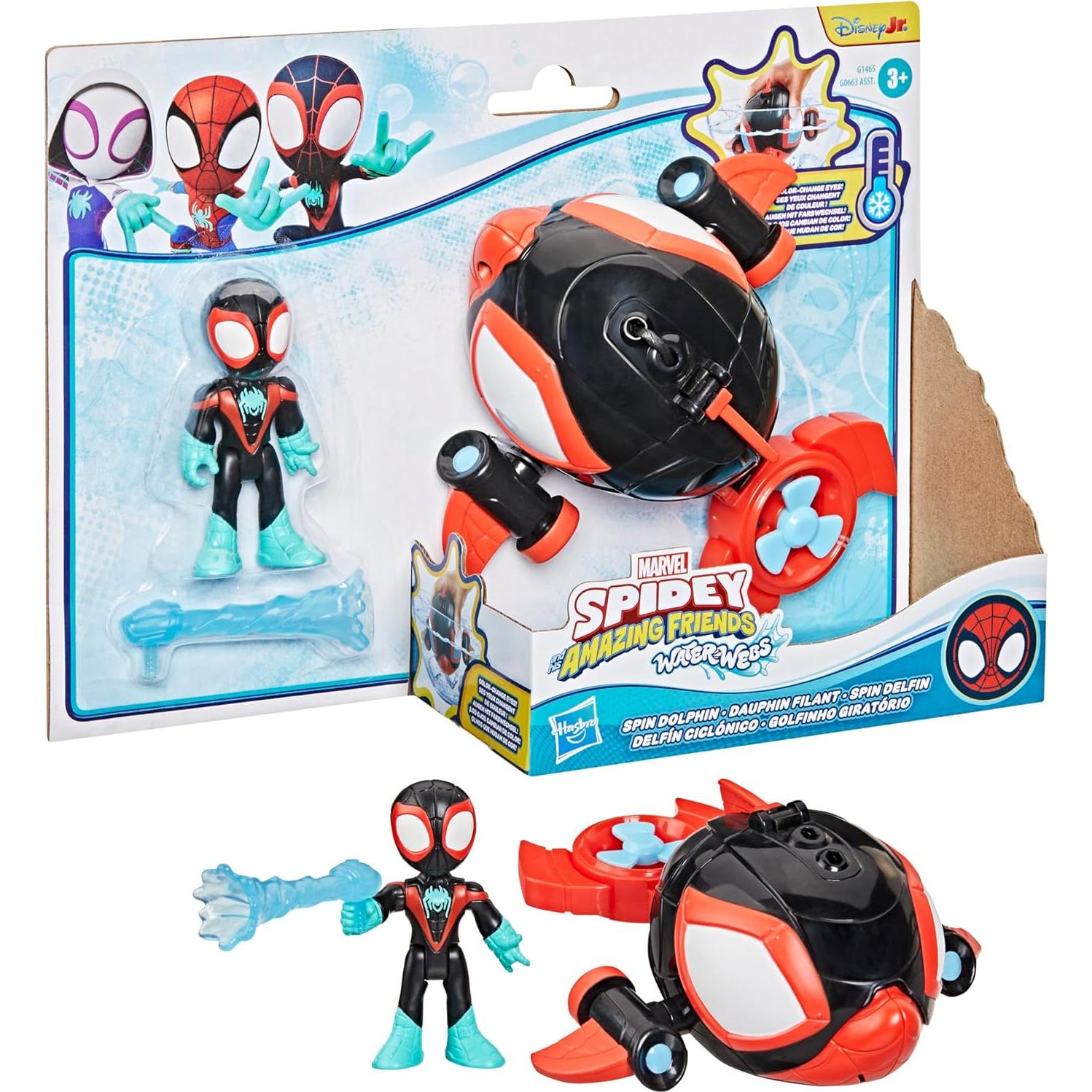 Submarino de Juguete Delfín Spidey Hasbro 7.6 cm con Figura
