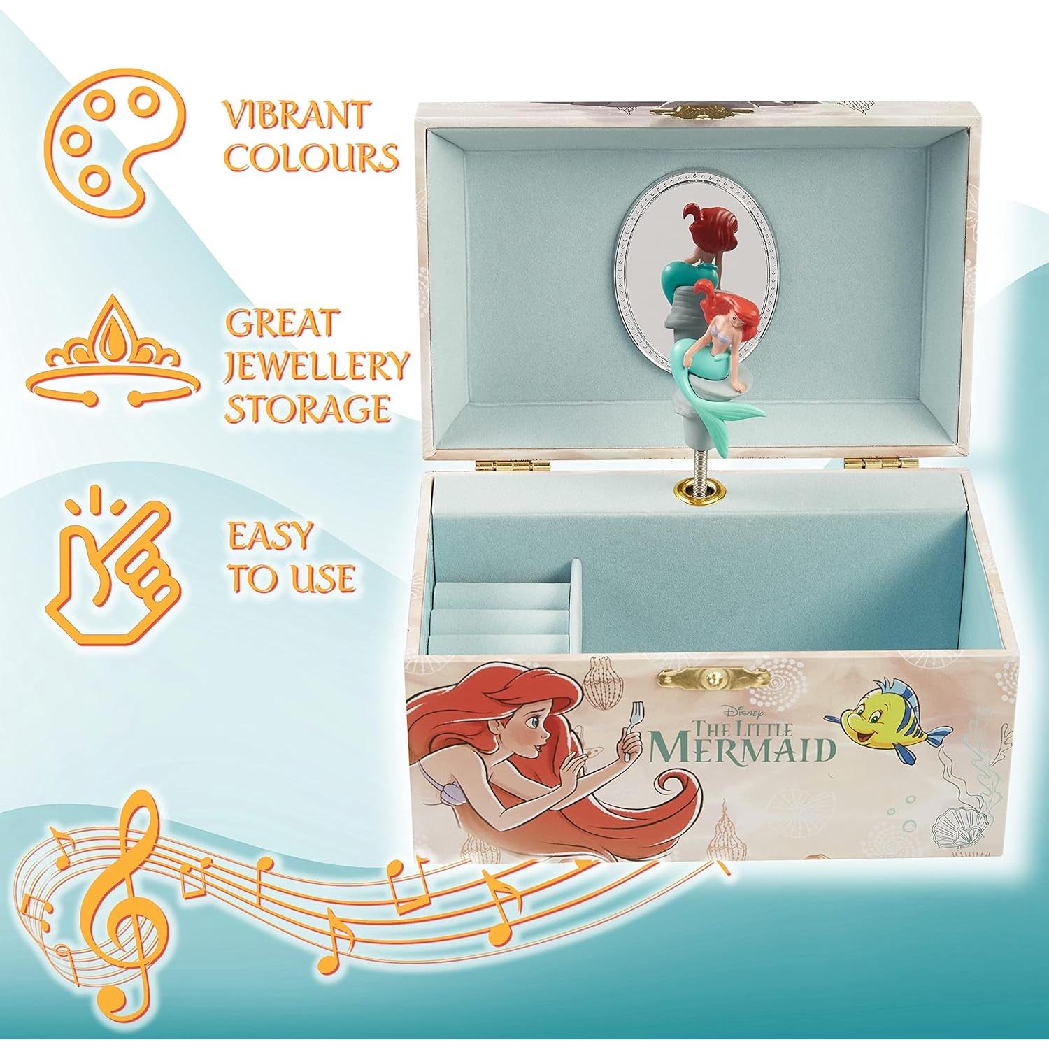 Caja de Joyería Musical Disney para Niñas - Encanto, Frozen, La Sirenita