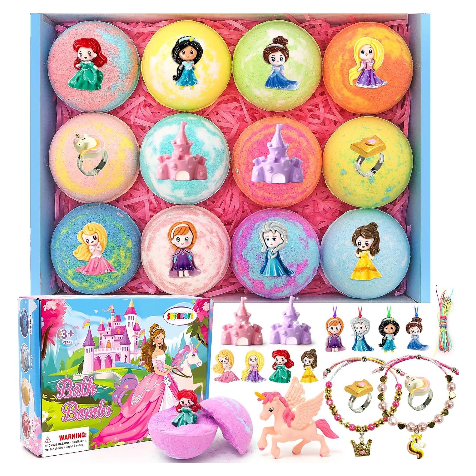 Set de Bombas de Baño Orgánicas para Niños SUPERGFS - 12 Colores y Juguetes