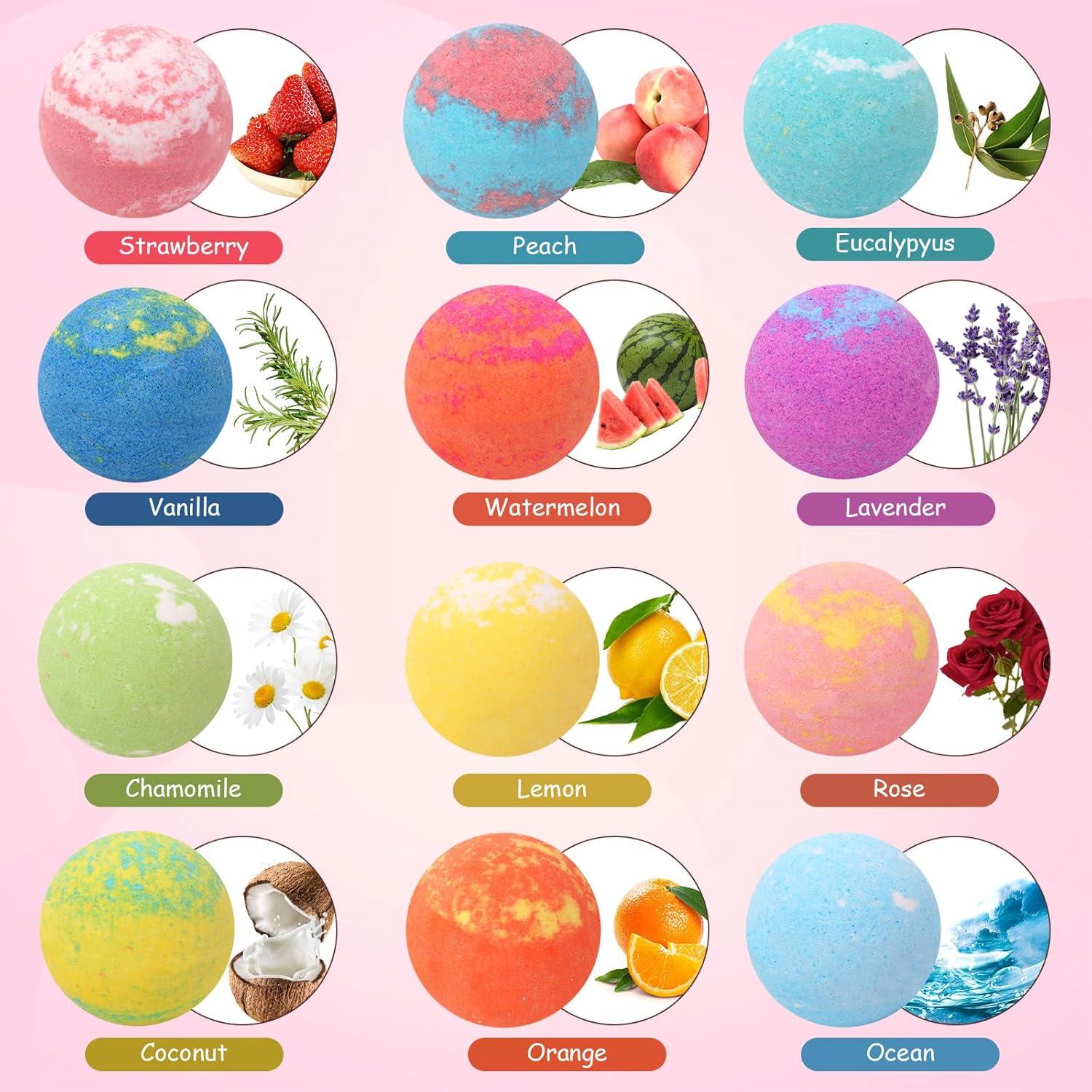 Set de Bombas de Baño Orgánicas para Niños SUPERGFS - 12 Colores y Juguetes