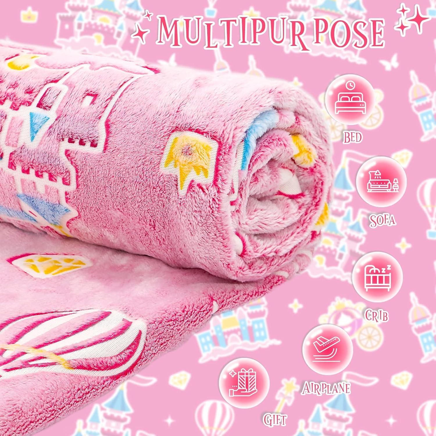 Manta Rosa Brillante BORORO 130x150 cm que Brilla en la Oscuridad