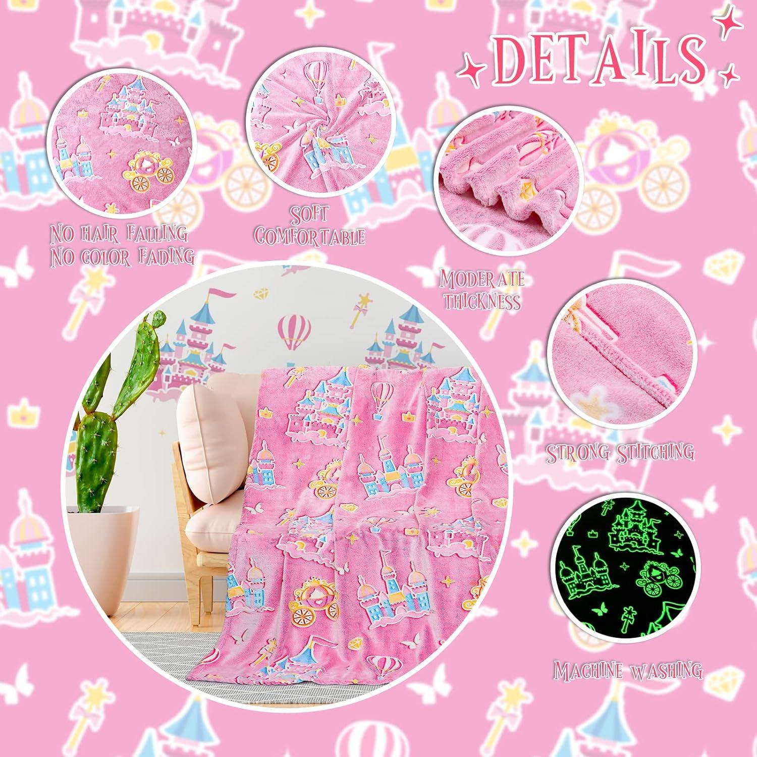 Manta Rosa Brillante BORORO 130x150 cm que Brilla en la Oscuridad