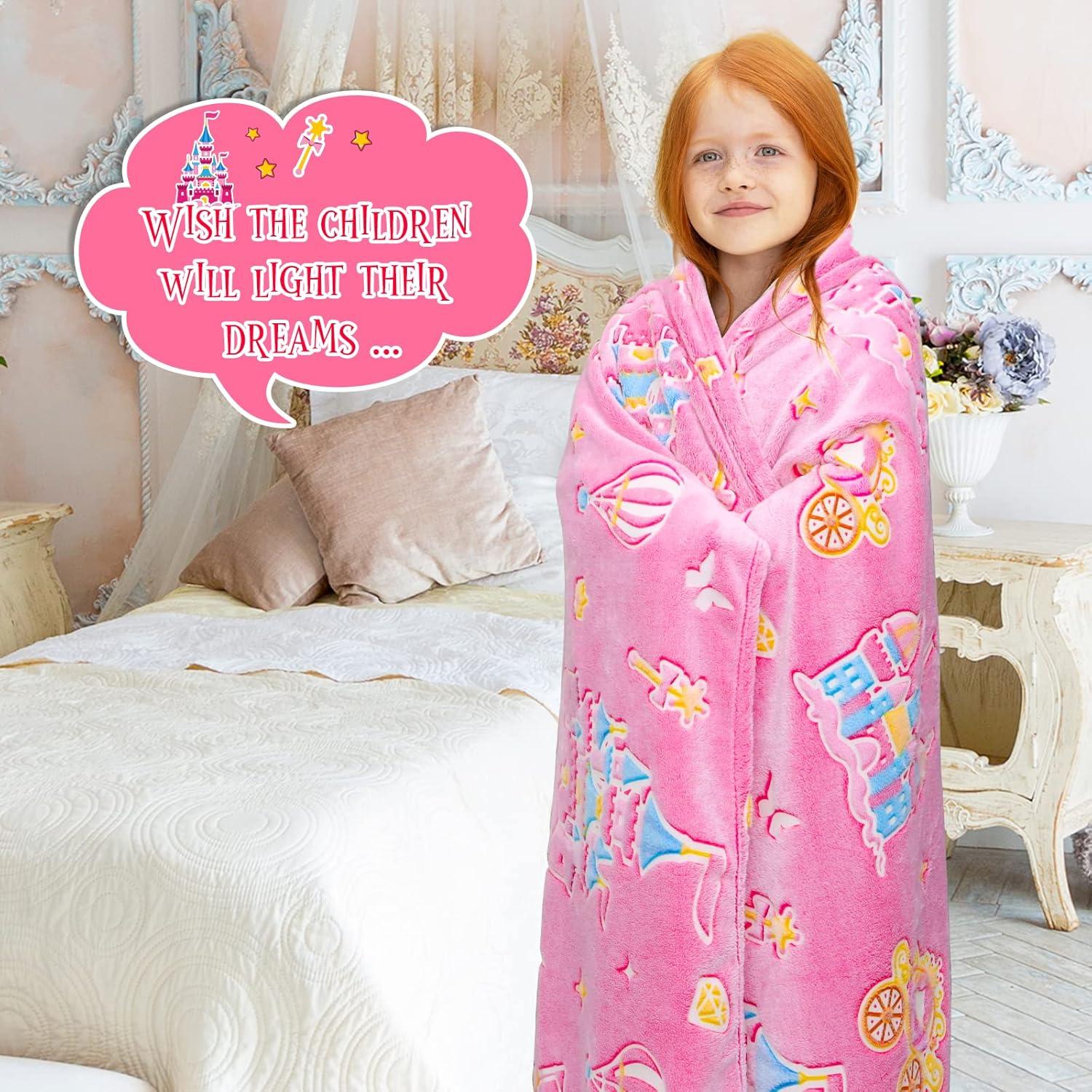 Manta Rosa Brillante BORORO 130x150 cm que Brilla en la Oscuridad