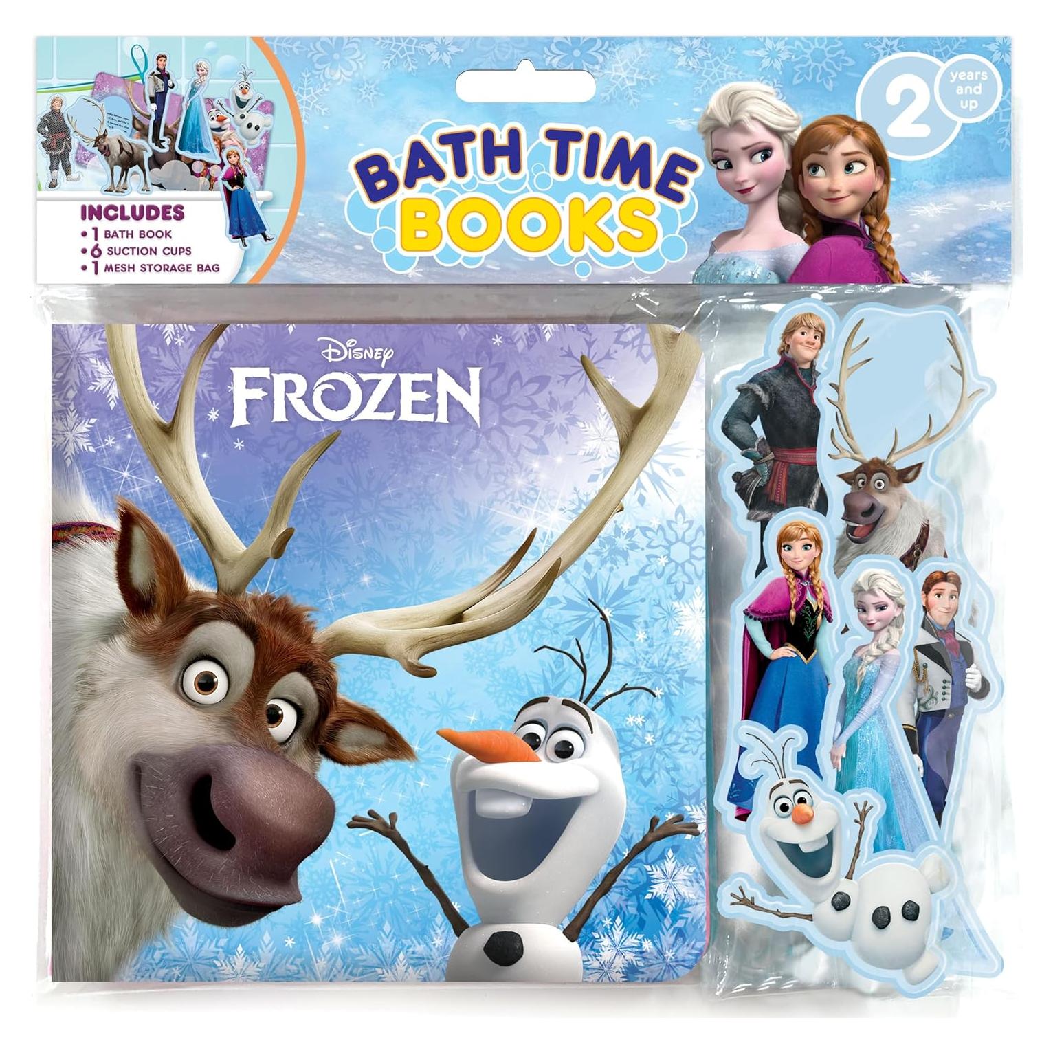 Disney Frozen Bath Time Books - Activity Books for kids, Bath book, 6 Padded suction cups, 1 Mesh bag